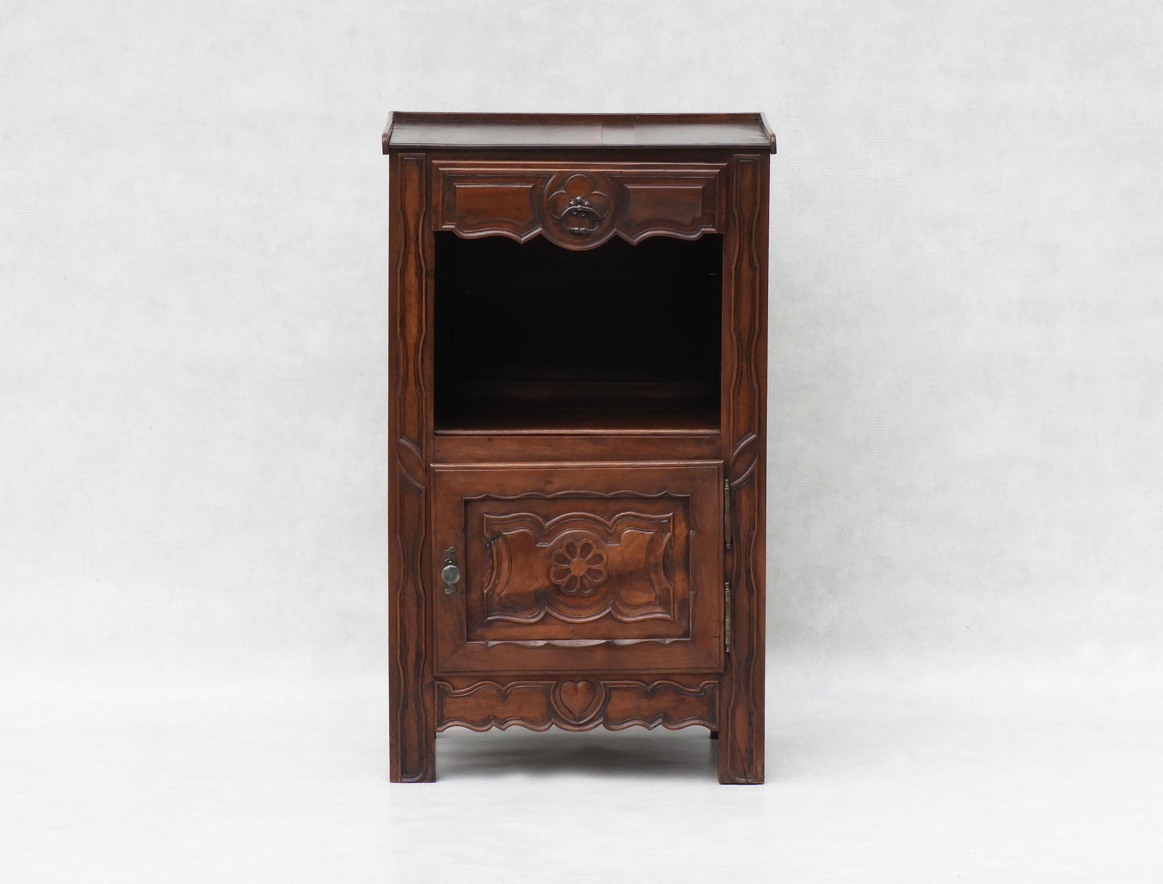 Hand-Carved French Provincial Walnut Cabinet c1890 For Sale