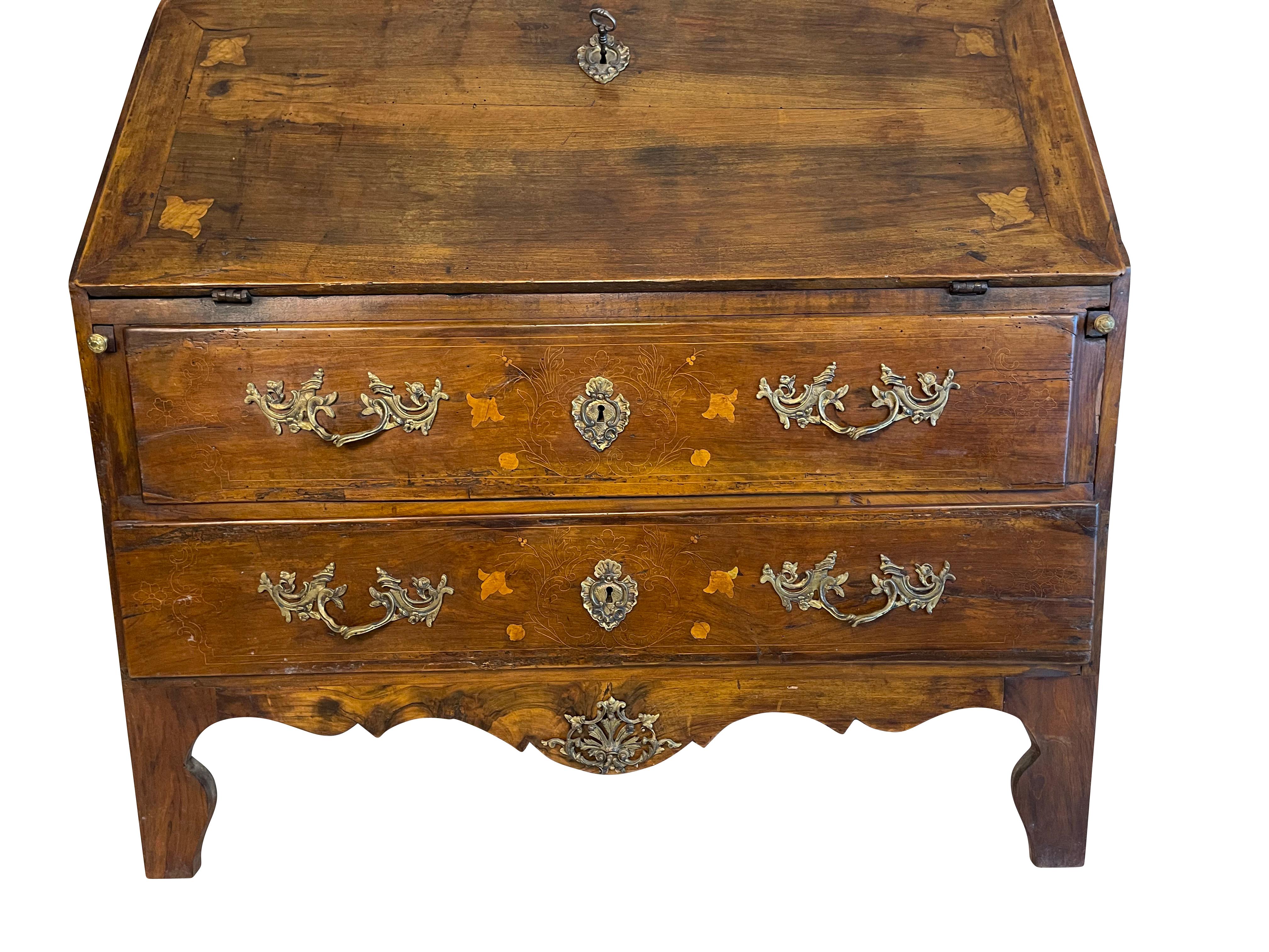 French Provincial Walnut Desk / Commode with Drop Down Front  For Sale 2
