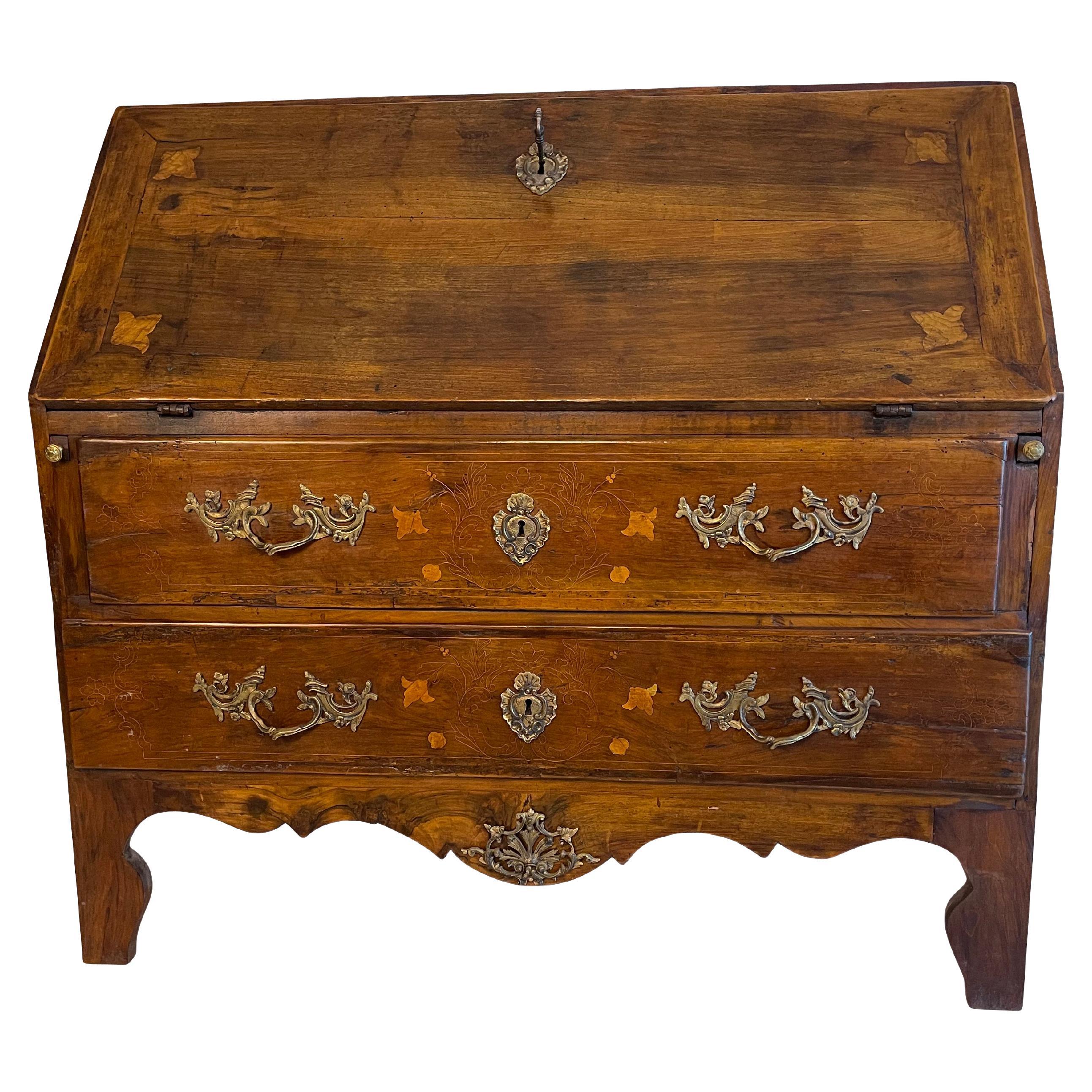 French Provincial Walnut Desk / Commode with Drop Down Front  For Sale