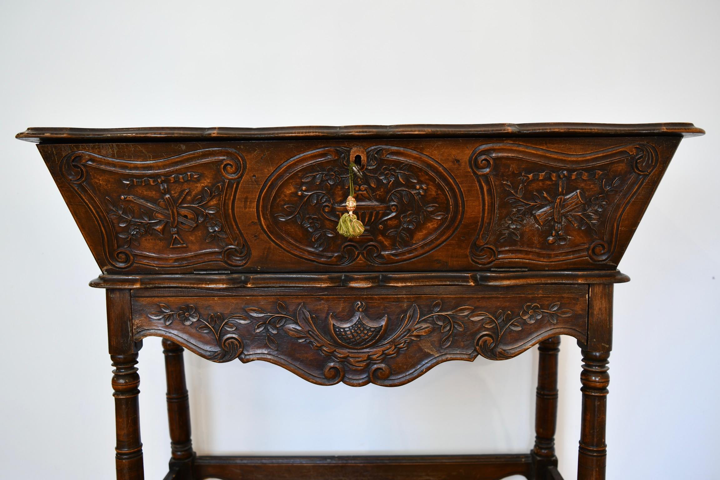 French Provincial Walnut Dough Table For Sale 2