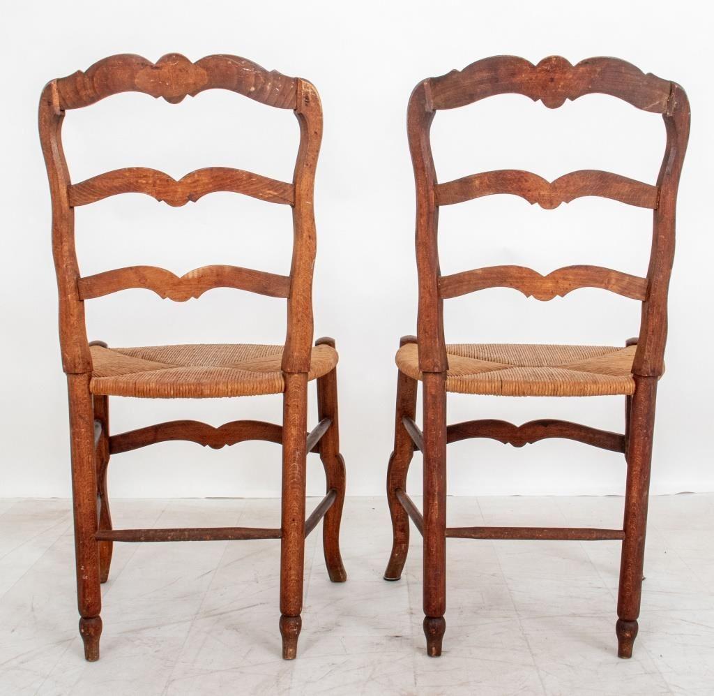 19th Century French Provincial Walnut Ladder Back Side Chairs 2