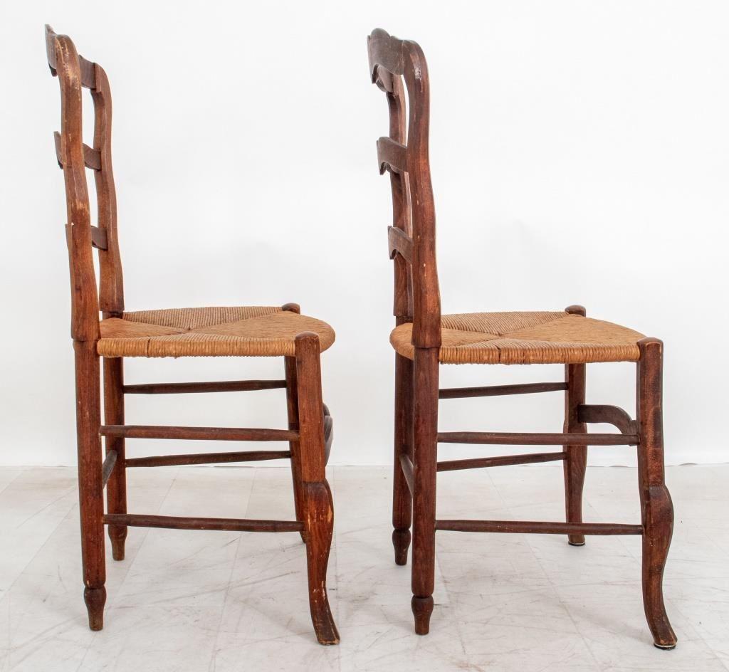 French Provincial Walnut Ladder Back Side Chairs 2 1