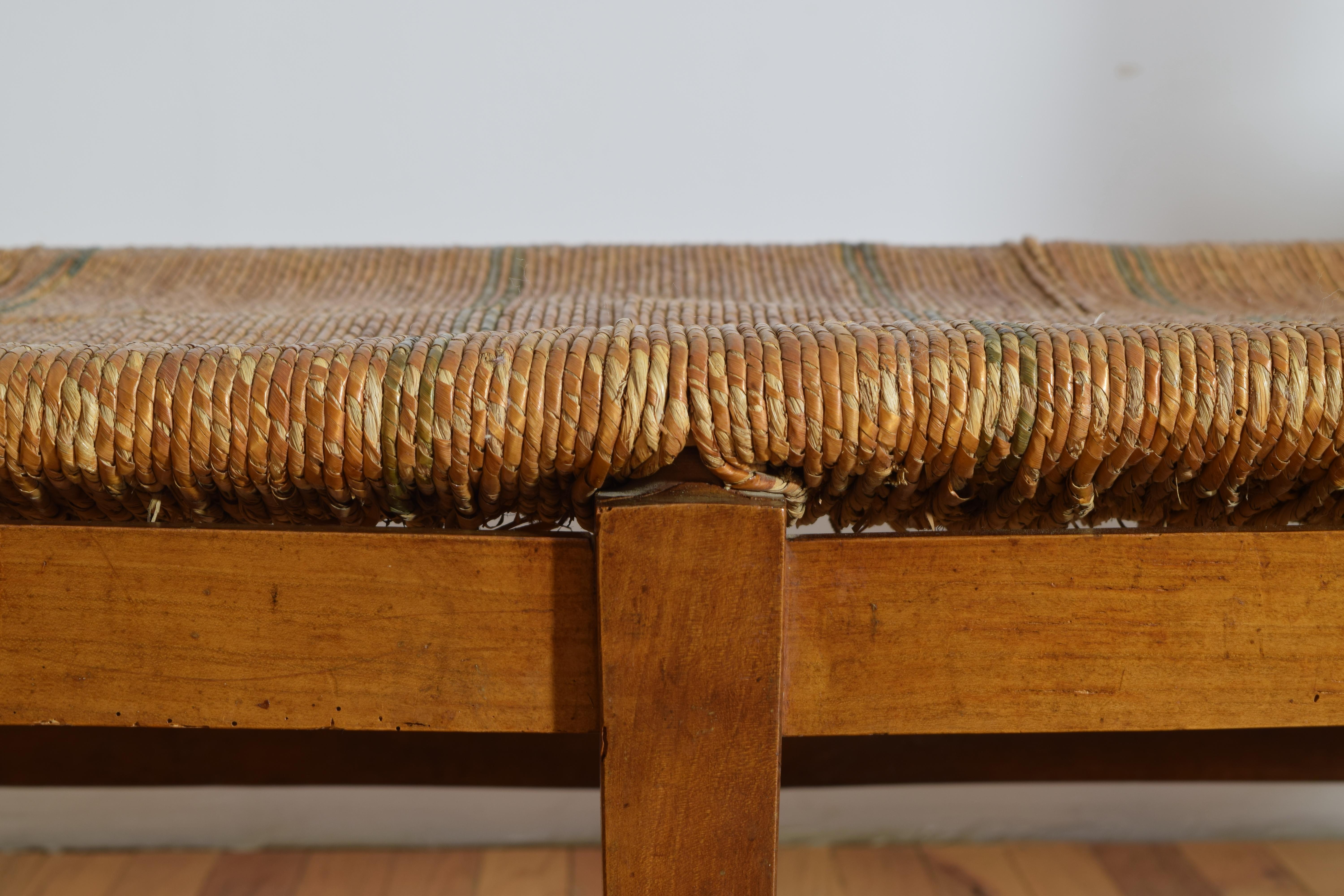 French Provincial Walnut & Rush Seat High Sided Bench or Daybed, Mid-Late 19th C For Sale 9