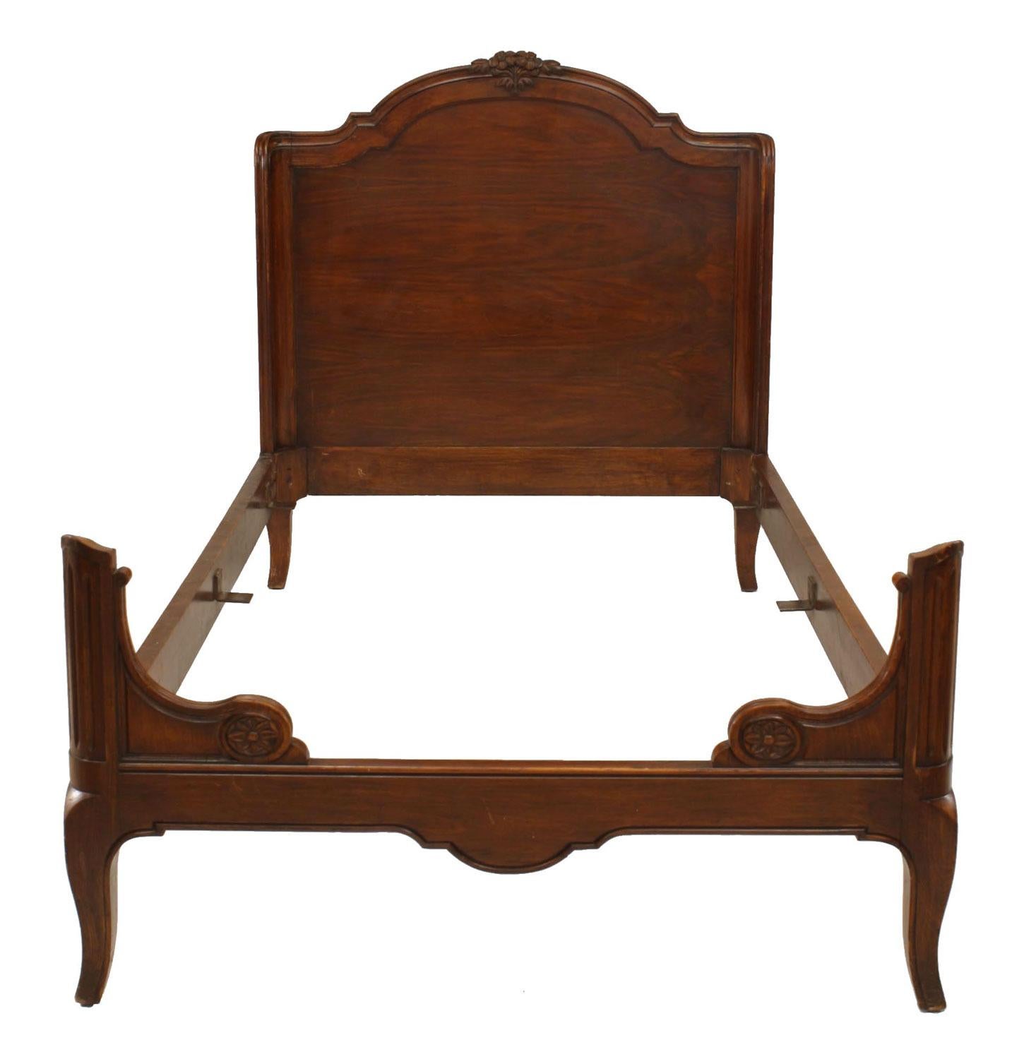 French Provincial Walnut Twin Beds For Sale