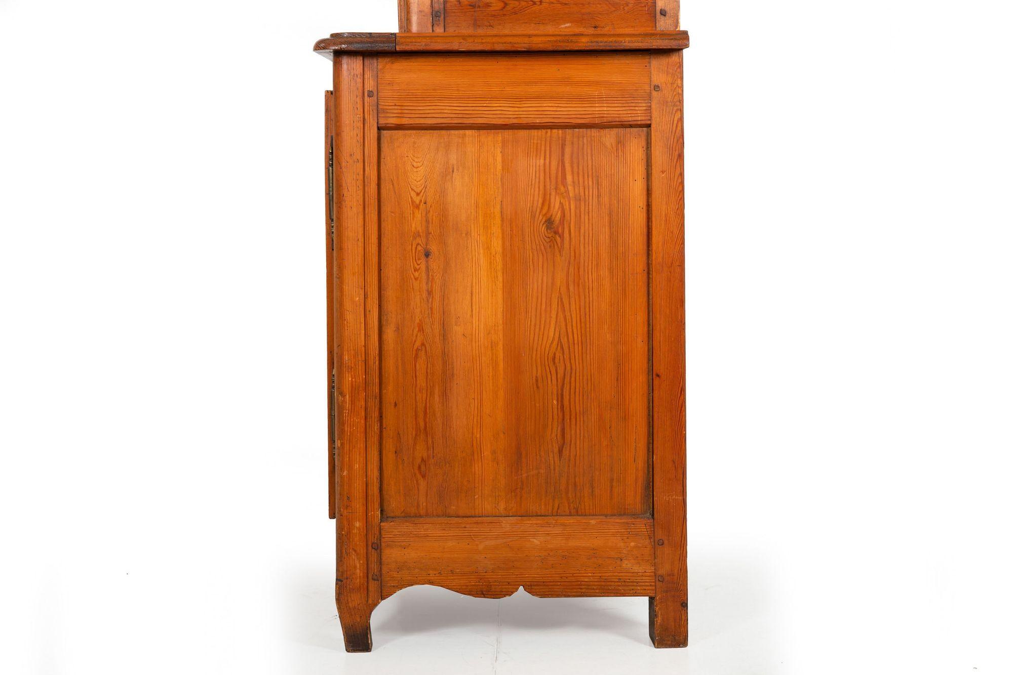 French Provincial Waxed Pine Bookcase Display Cabinet Cupboard For Sale 8