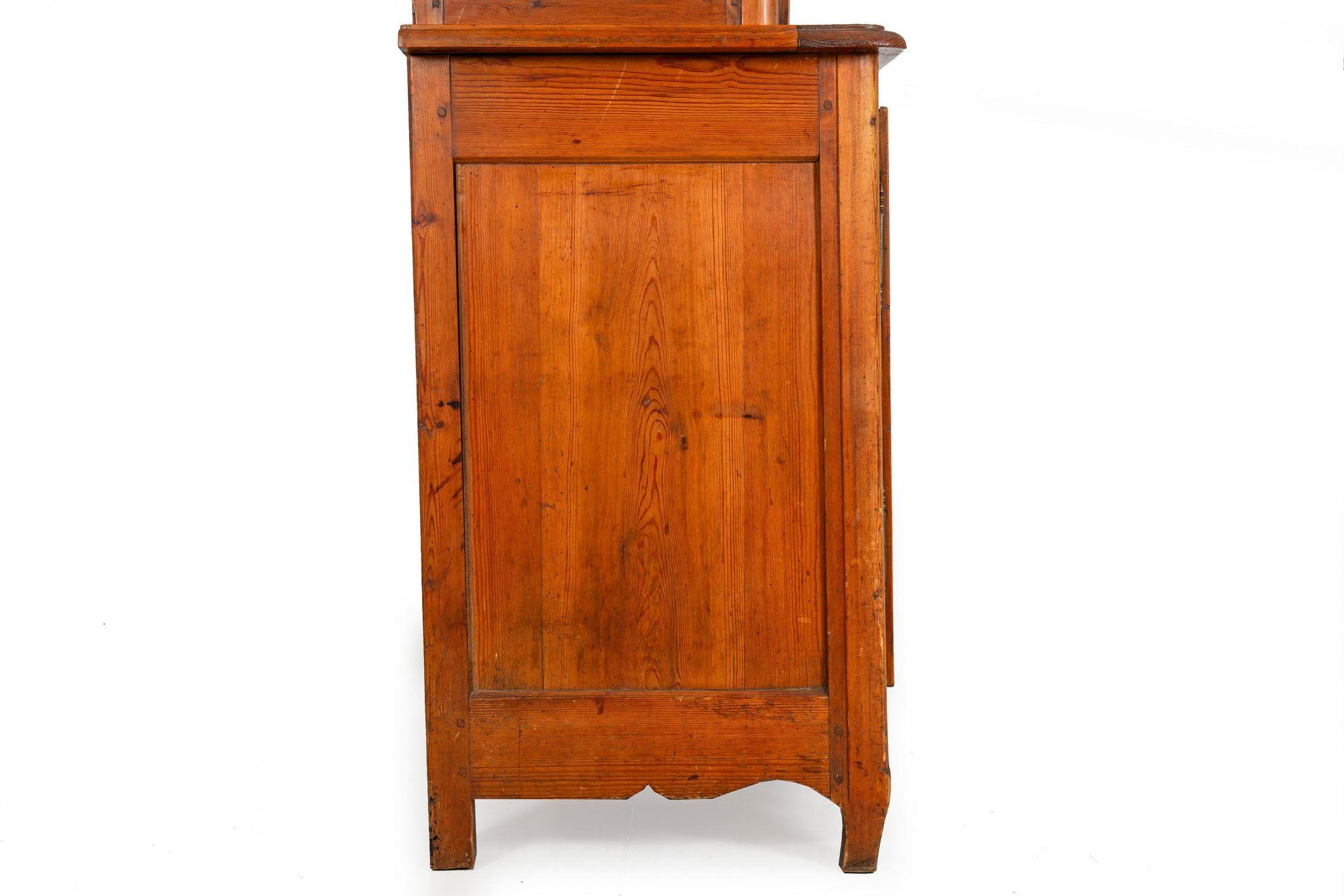 French Provincial Waxed Pine Bookcase Display Cabinet Cupboard For Sale 9