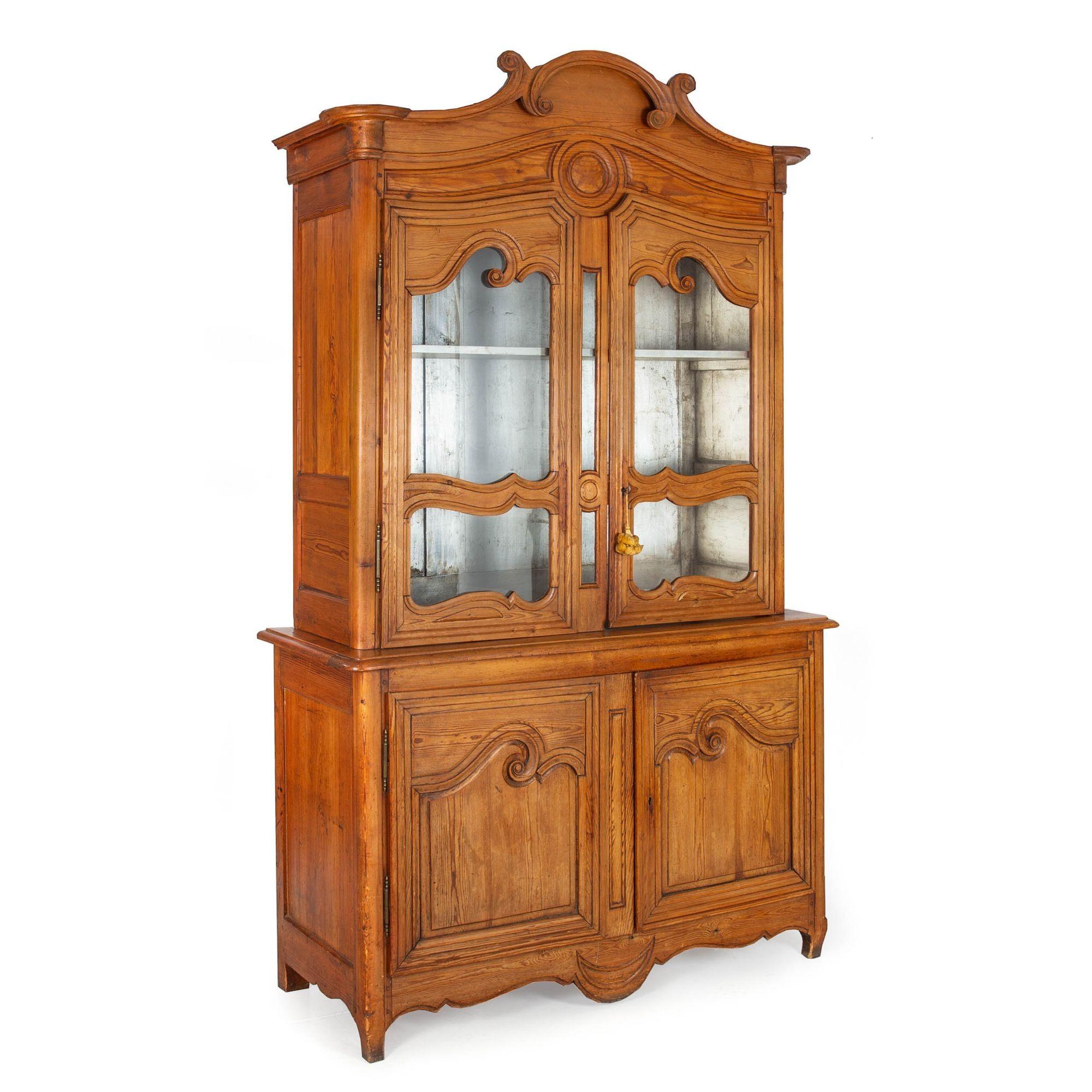 FRENCH WAXED PINE DISPLAY CABINET OR CUPBOARD
Circa mid-to-late 19th century
Item # 306REP14A 

A delightful French Provincial cabinet of the 19th century, it features a positively gorgeous scrubbed and waxed pine surface throughout that shows a