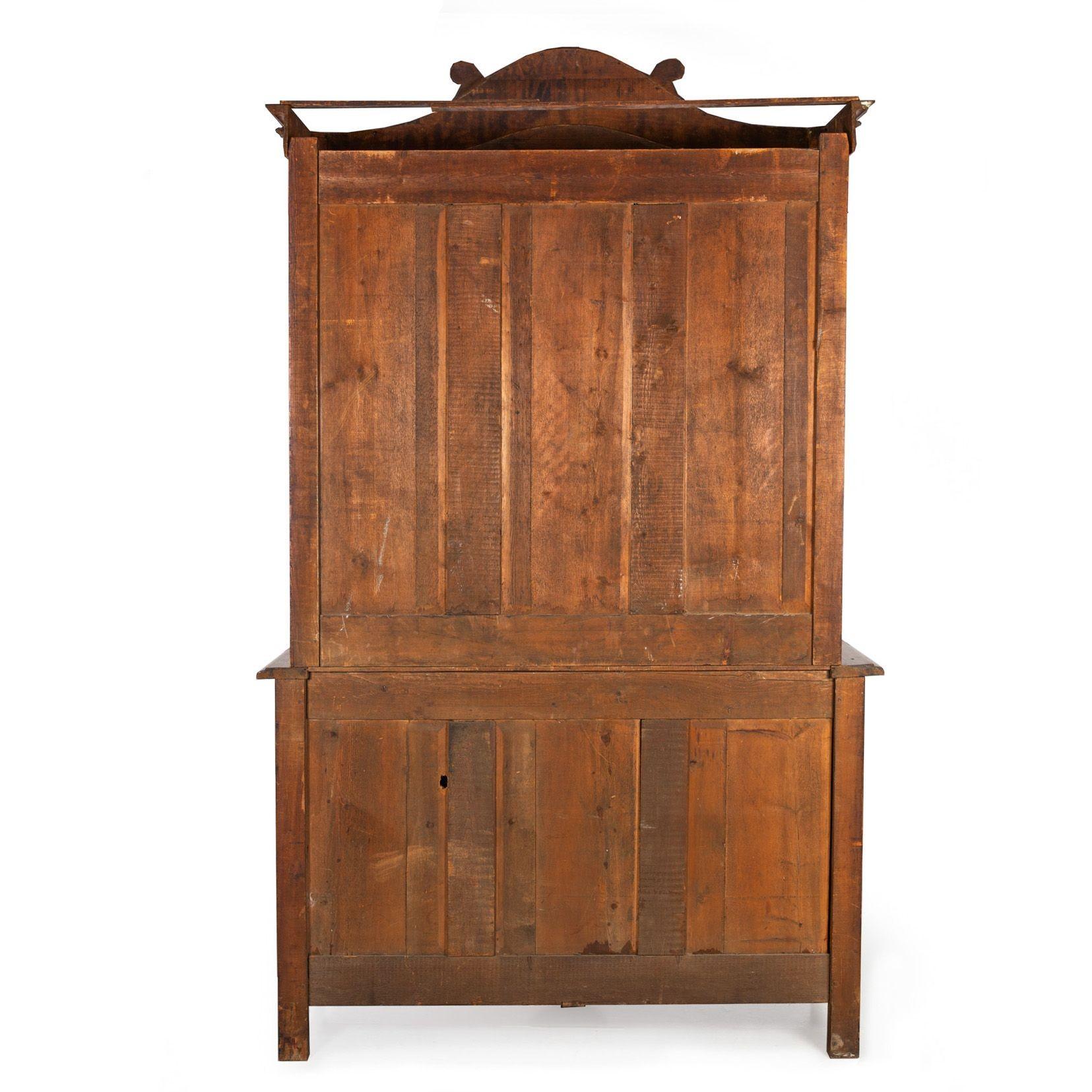 19th Century French Provincial Waxed Pine Bookcase Display Cabinet Cupboard For Sale