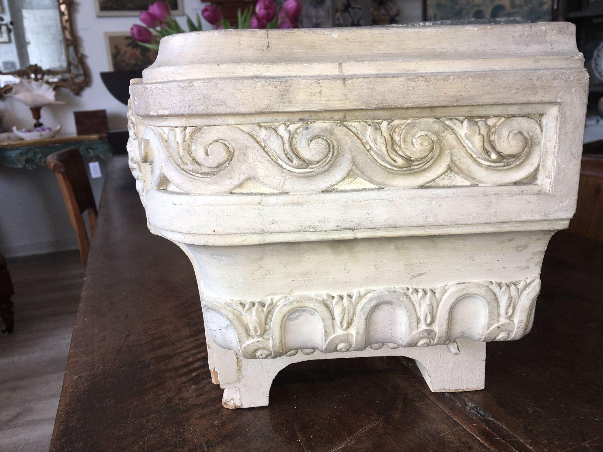 Wood French Provincial White Painted, Carved, Jardinière