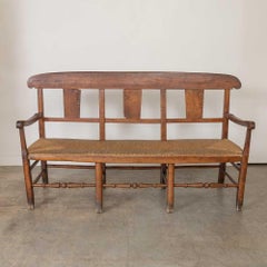 French Provincial Wood and Woven Bench