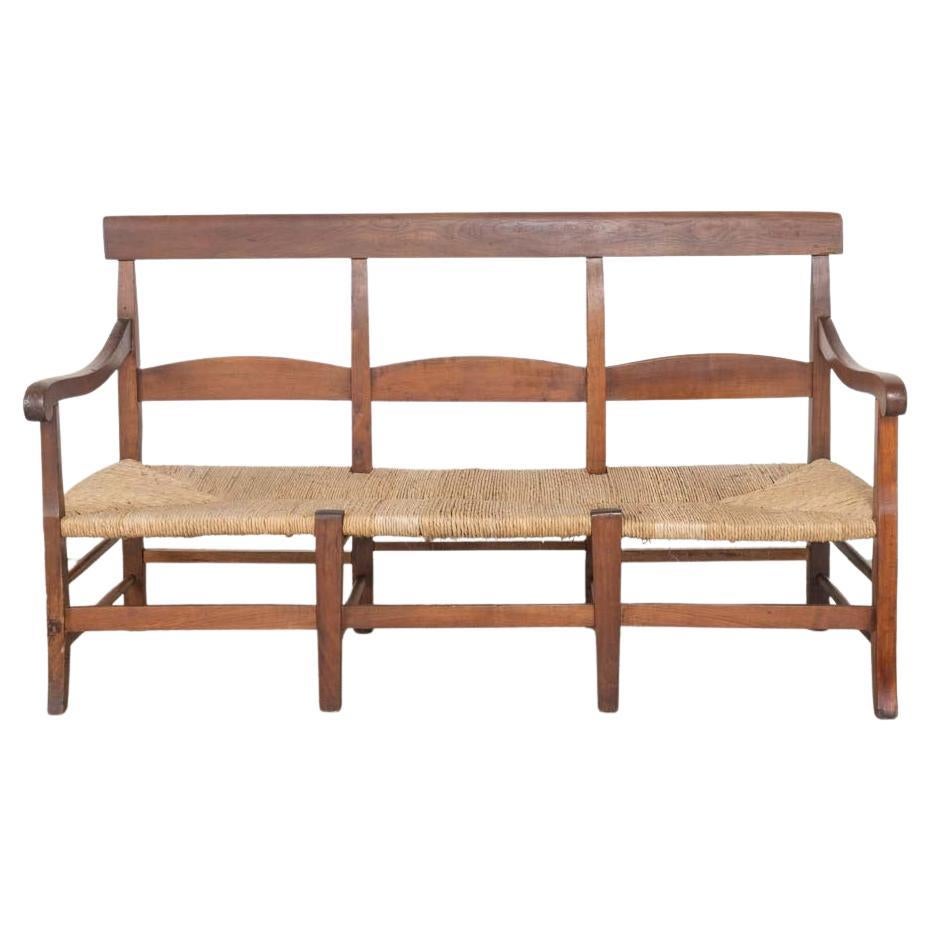 French Provincial Wood and Woven Bench