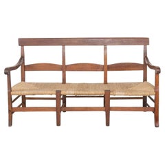 French Provincial Wood and Woven Bench