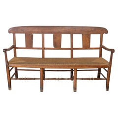 French Provincial Wood and Woven Bench