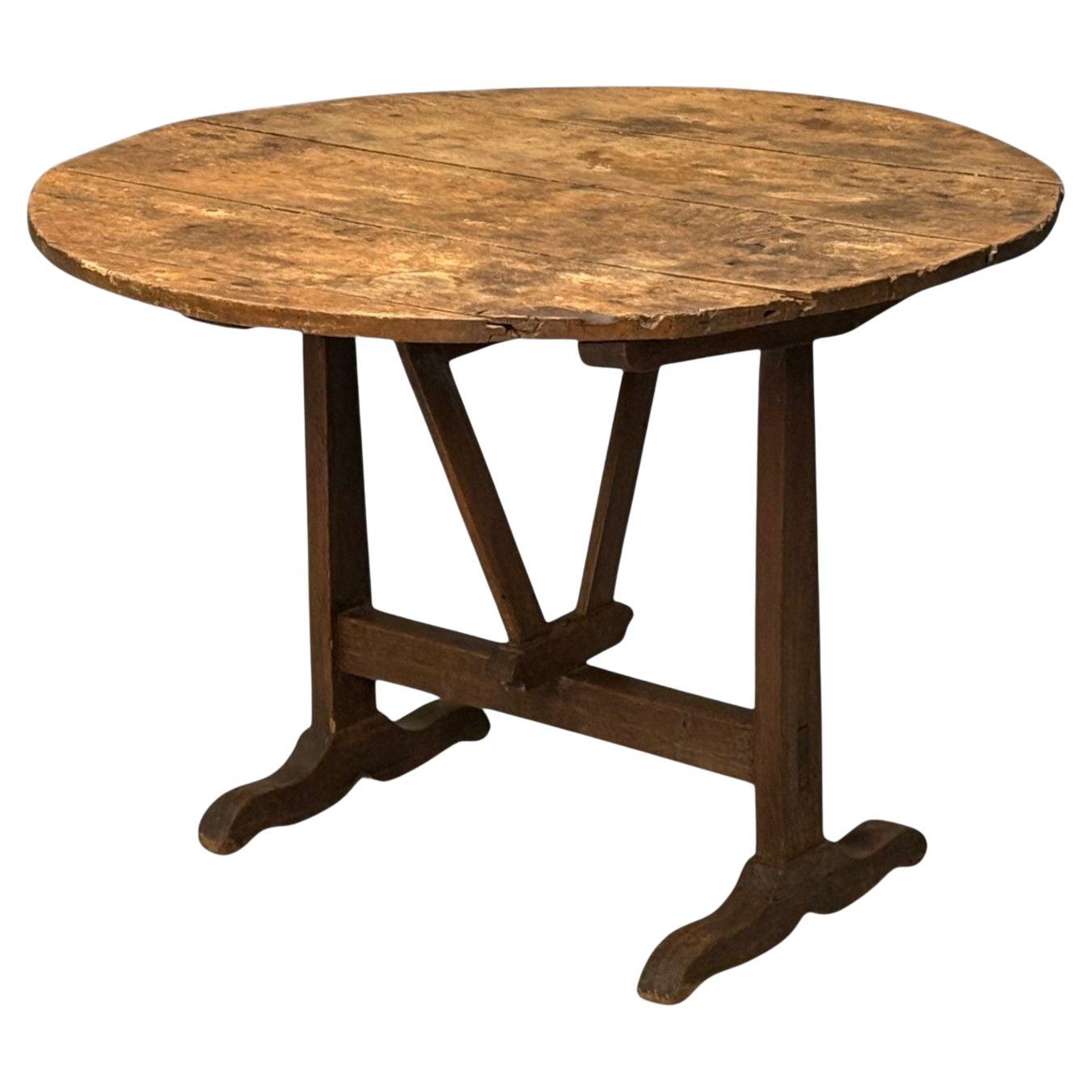 French Provincial, Wood, Wine Tasting Center Table, France, 19th C.