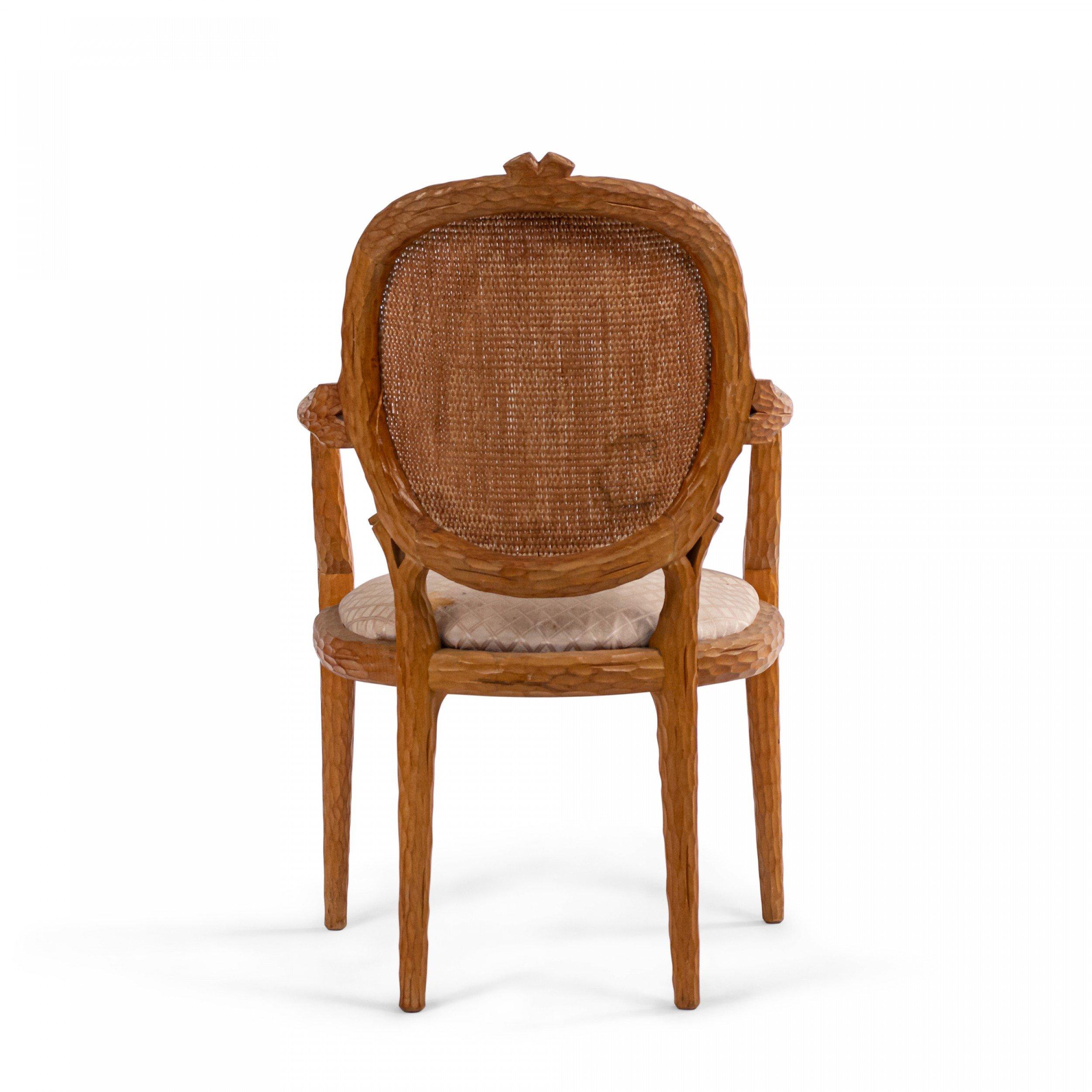 French Provincial Wooden Side / Dining Armchair In Good Condition For Sale In New York, NY