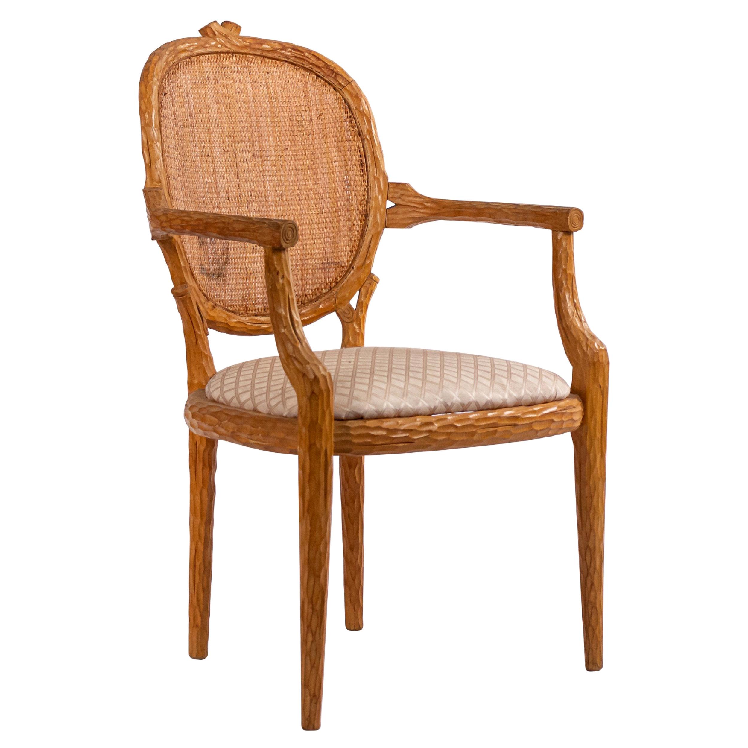 French Provincial Wooden Side / Dining Armchair For Sale