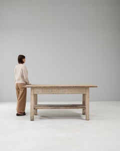 French Provincial Work Table, Whitewashed Wood, Antique, 1900s, France