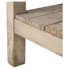 French Provincial Work Table, Whitewashed Wood, Antique, 1900s, France