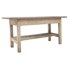 French Provincial Work Table, Whitewashed Wood, Antique, 1900s, France