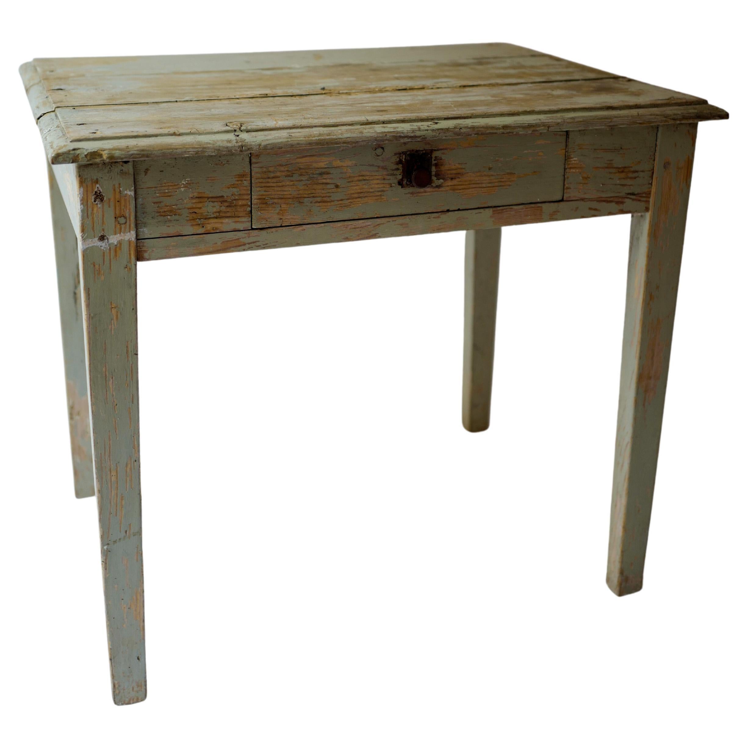 French Provincial Mint Blue Green Grey Writing Table Desk 19th Century