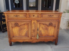 French Provinicial Cherry Three-Drawer Server with Flanking Cabinet Doors, 1810
