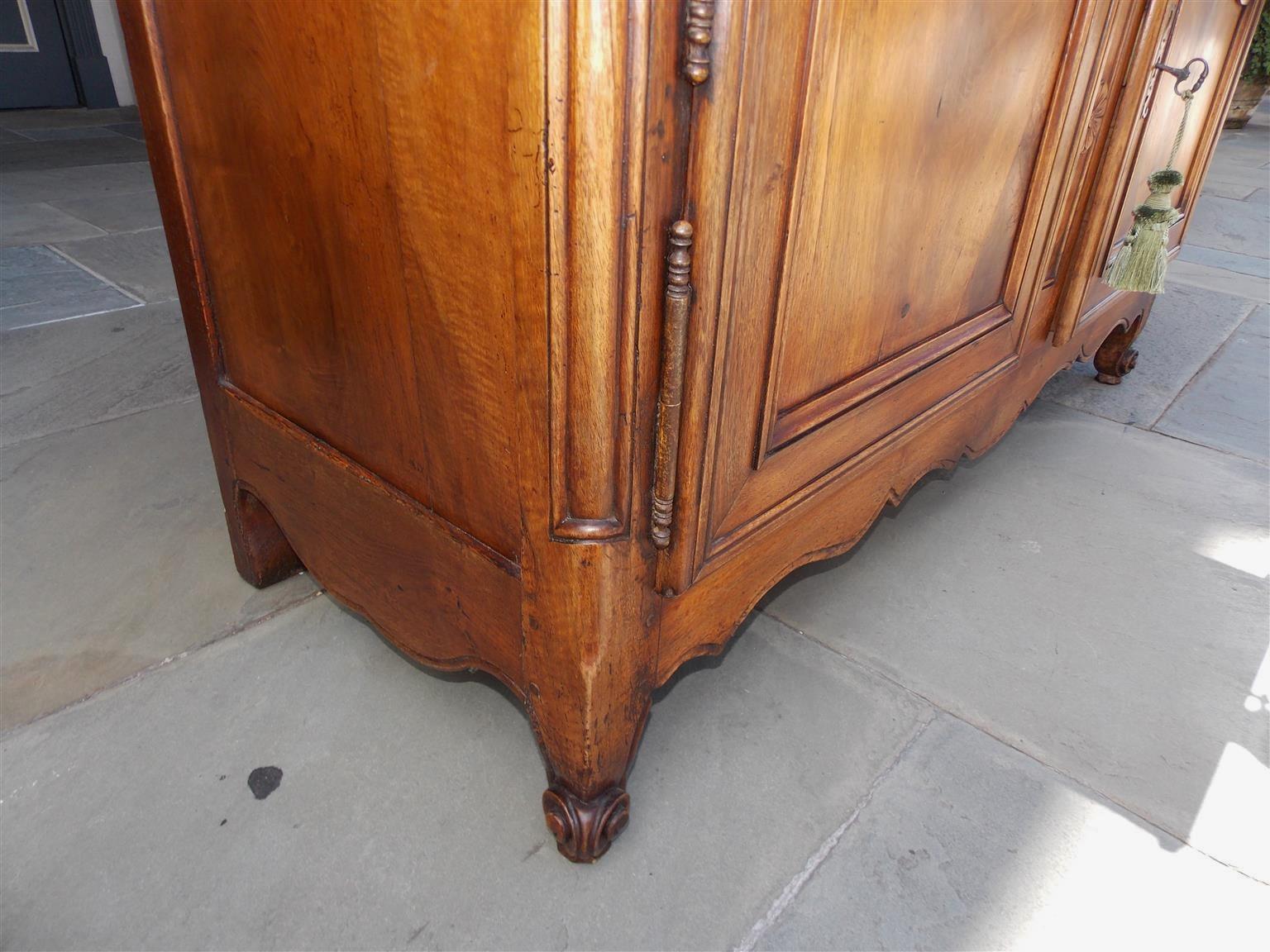 Early 19th Century French Provinicial Cherry Three-Drawer Server with Flanking Cabinet Doors, 1810 For Sale