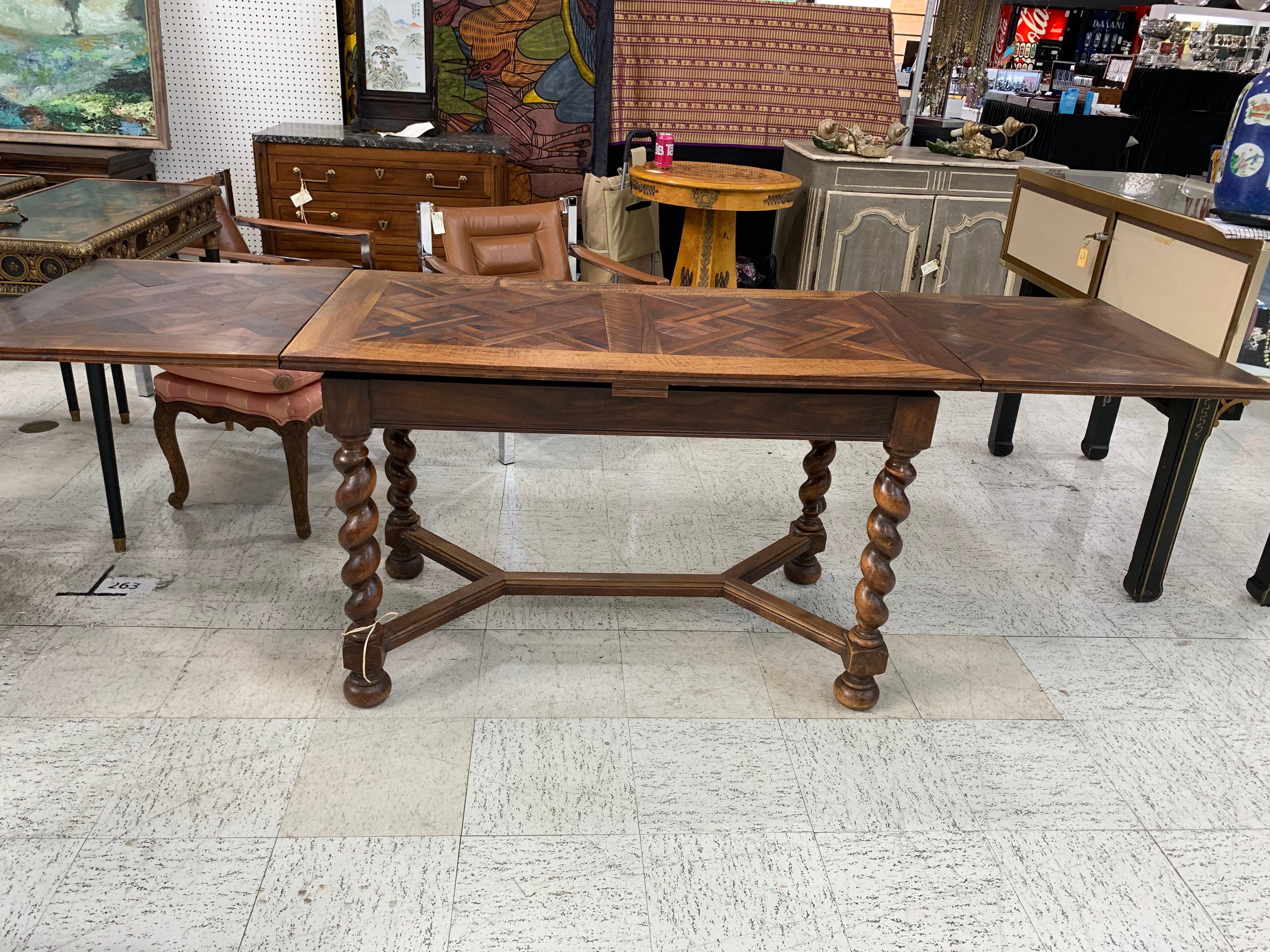 French Pull Out Table with Parquet Top 4