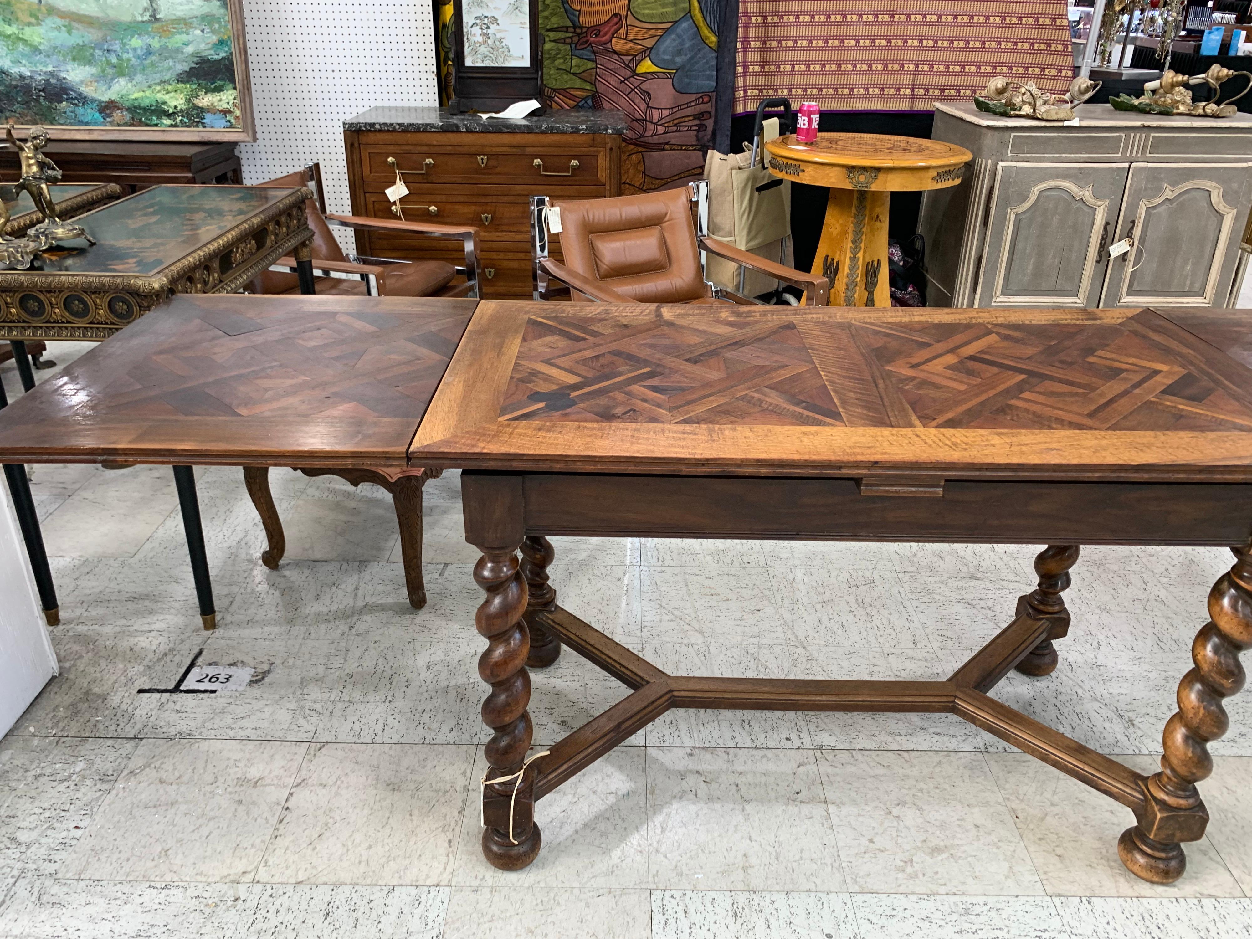 French Pull Out Table with Parquet Top 5
