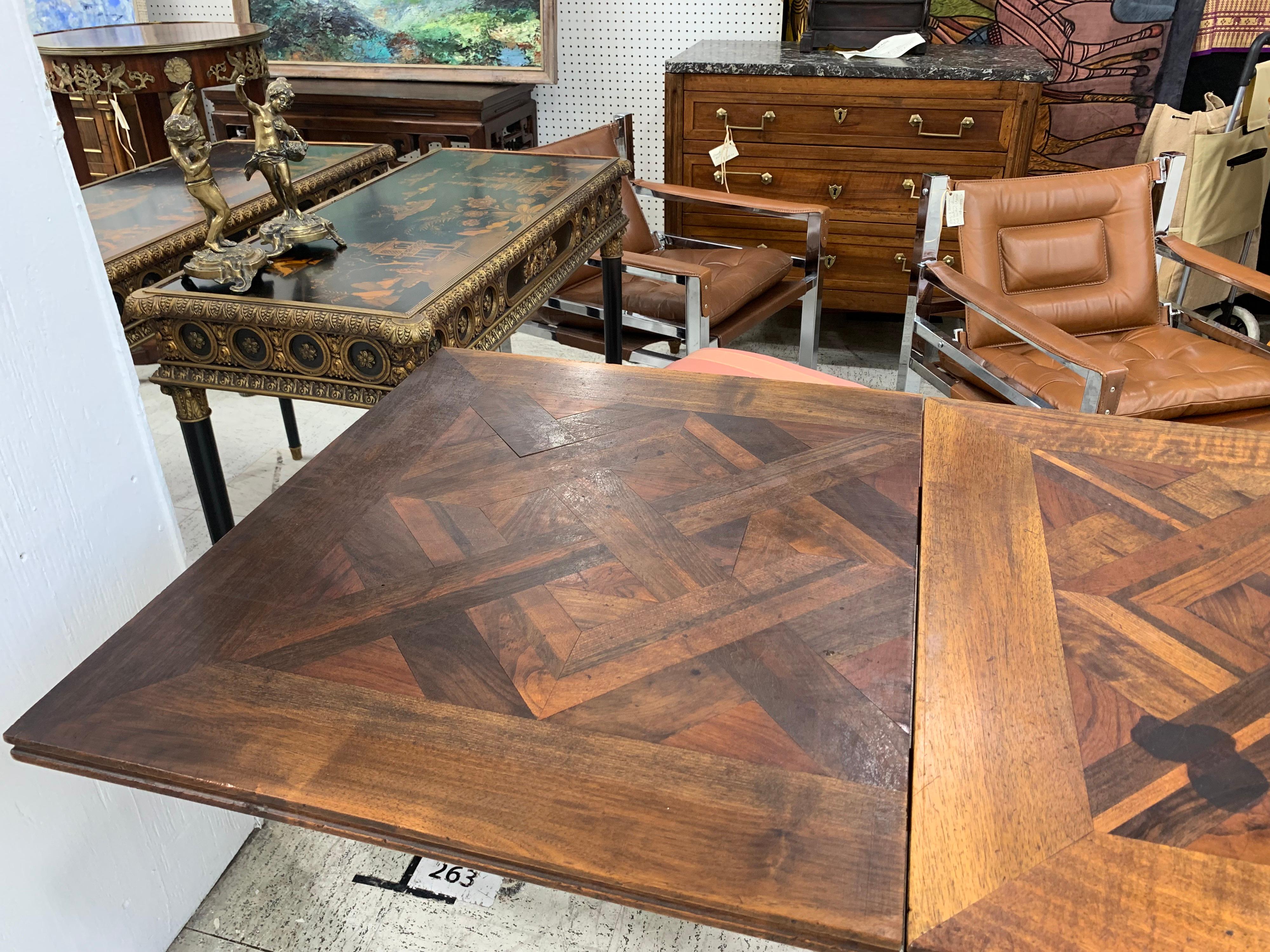 French Pull Out Table with Parquet Top 7