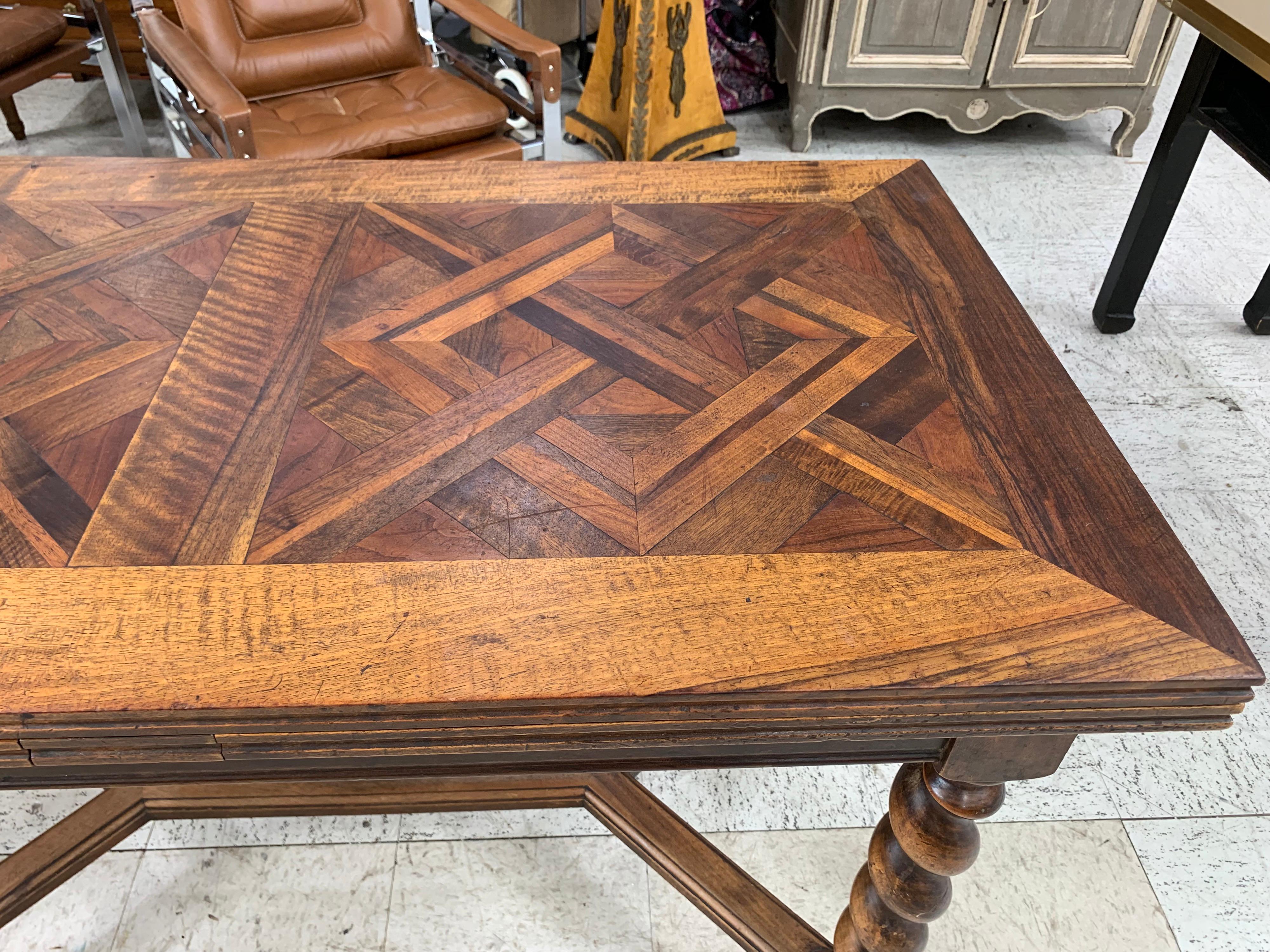 Jacobean French Pull Out Table with Parquet Top