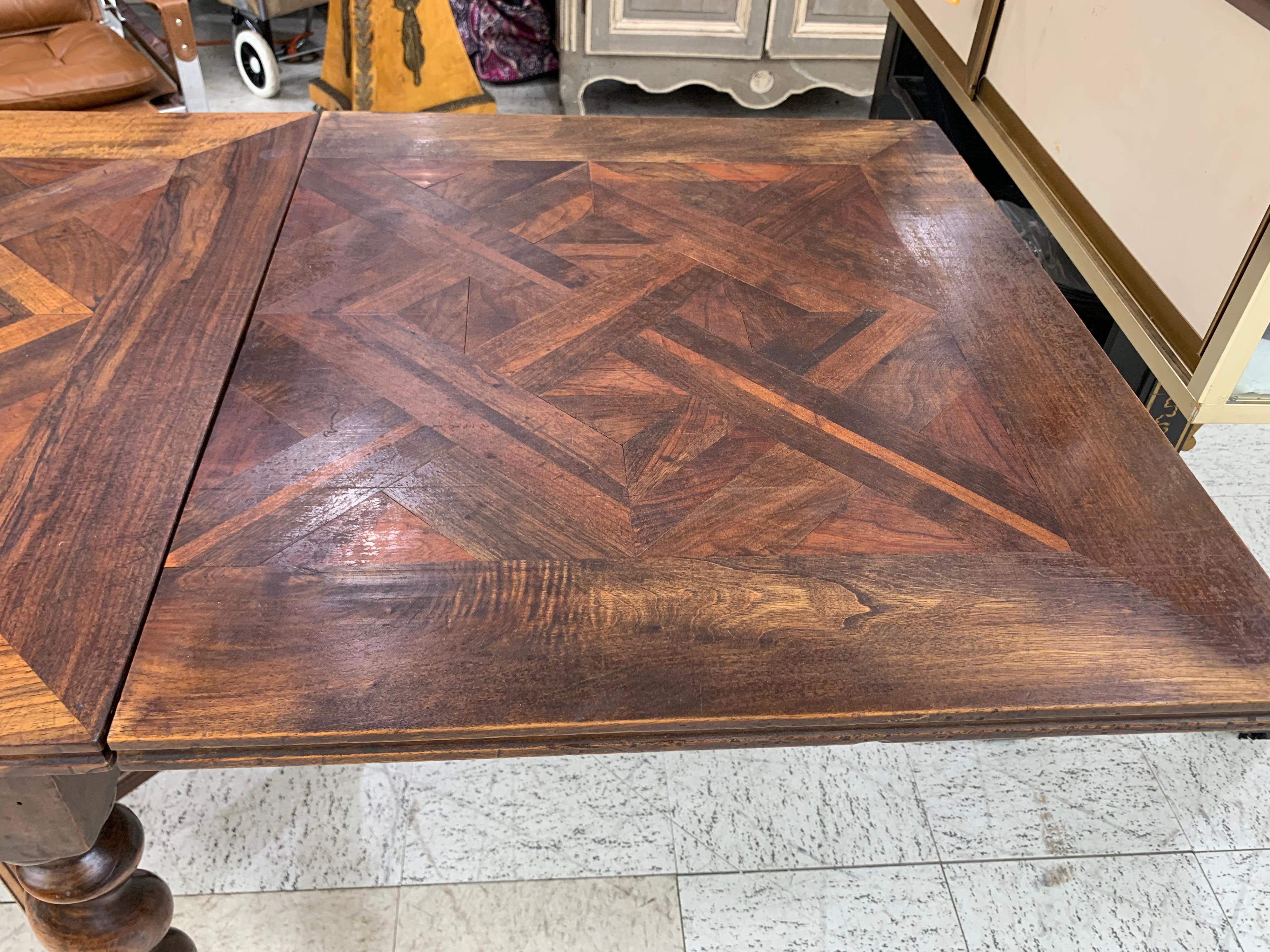 French Pull Out Table with Parquet Top 2