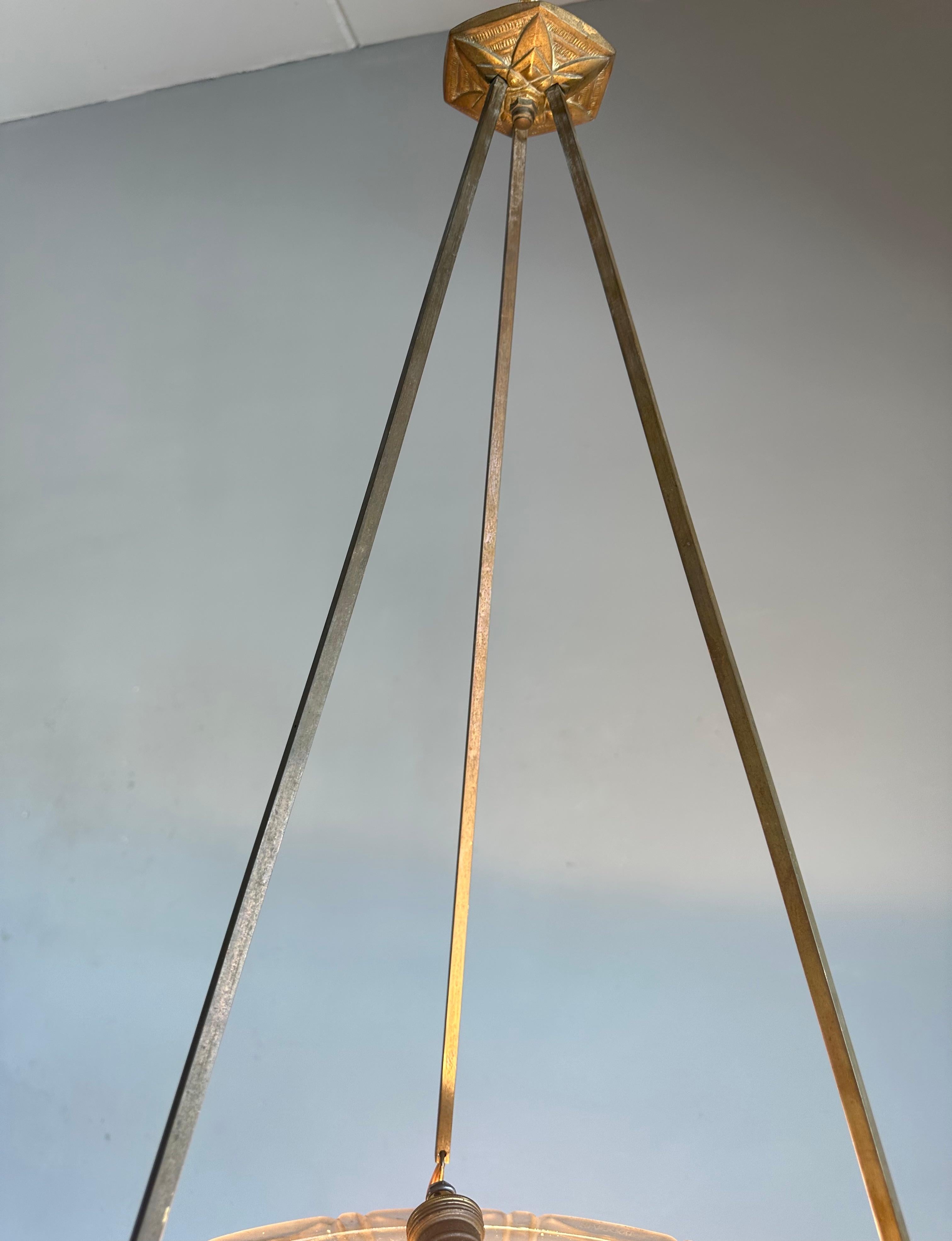 20ième siècle Lampe à suspension en verre pur Art Déco français, Daum Pierre D'Avesn, années 1930 en vente