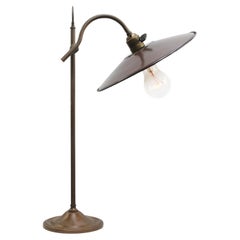 French Purple Brown Enamel Brass Table Desk Light