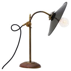 French Purple Brown Enamel Brass Table Desk Lights
