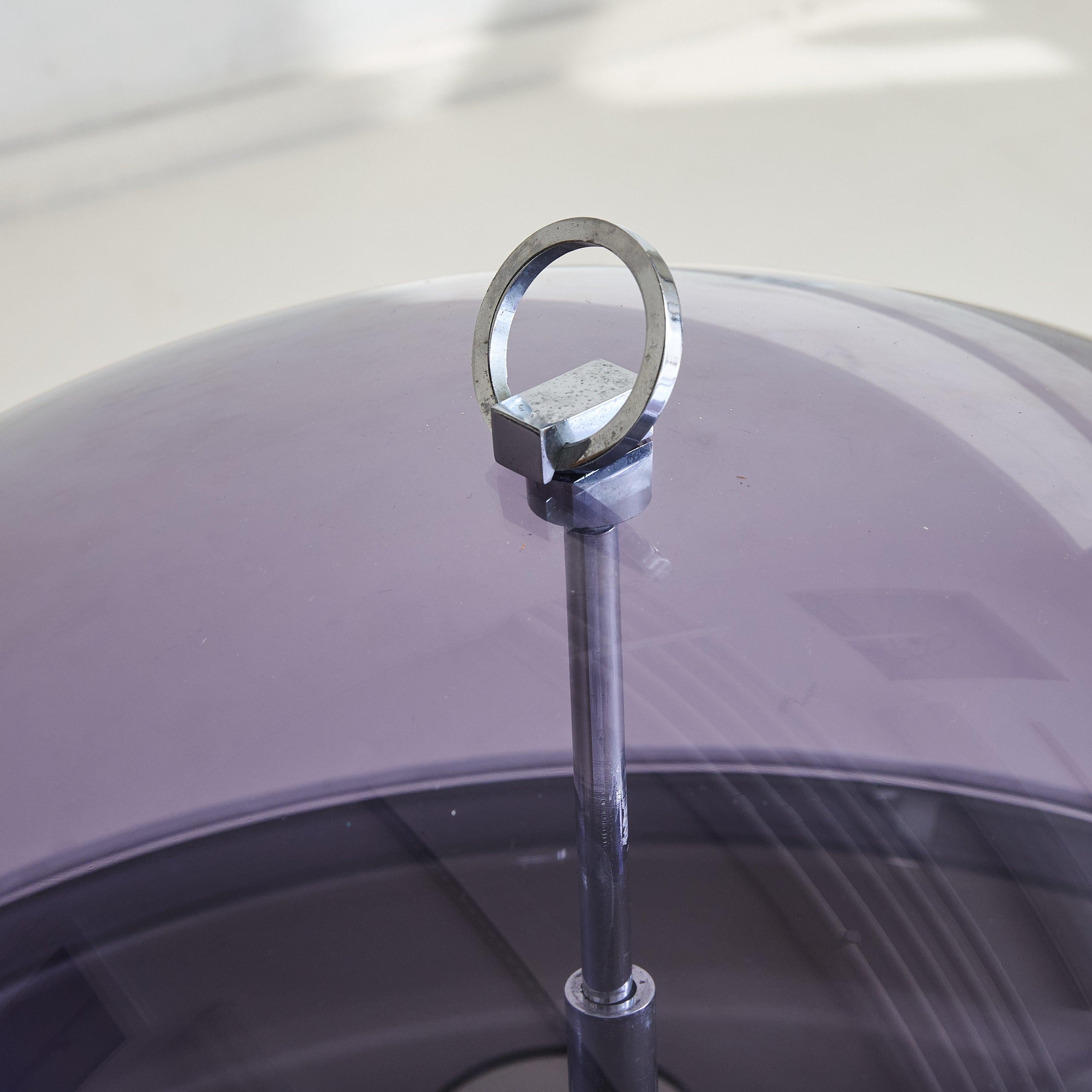 Late 20th Century French Purple Plexiglass + Chrome Spherical Bar Cart by Pierre Cardin, 1970s
