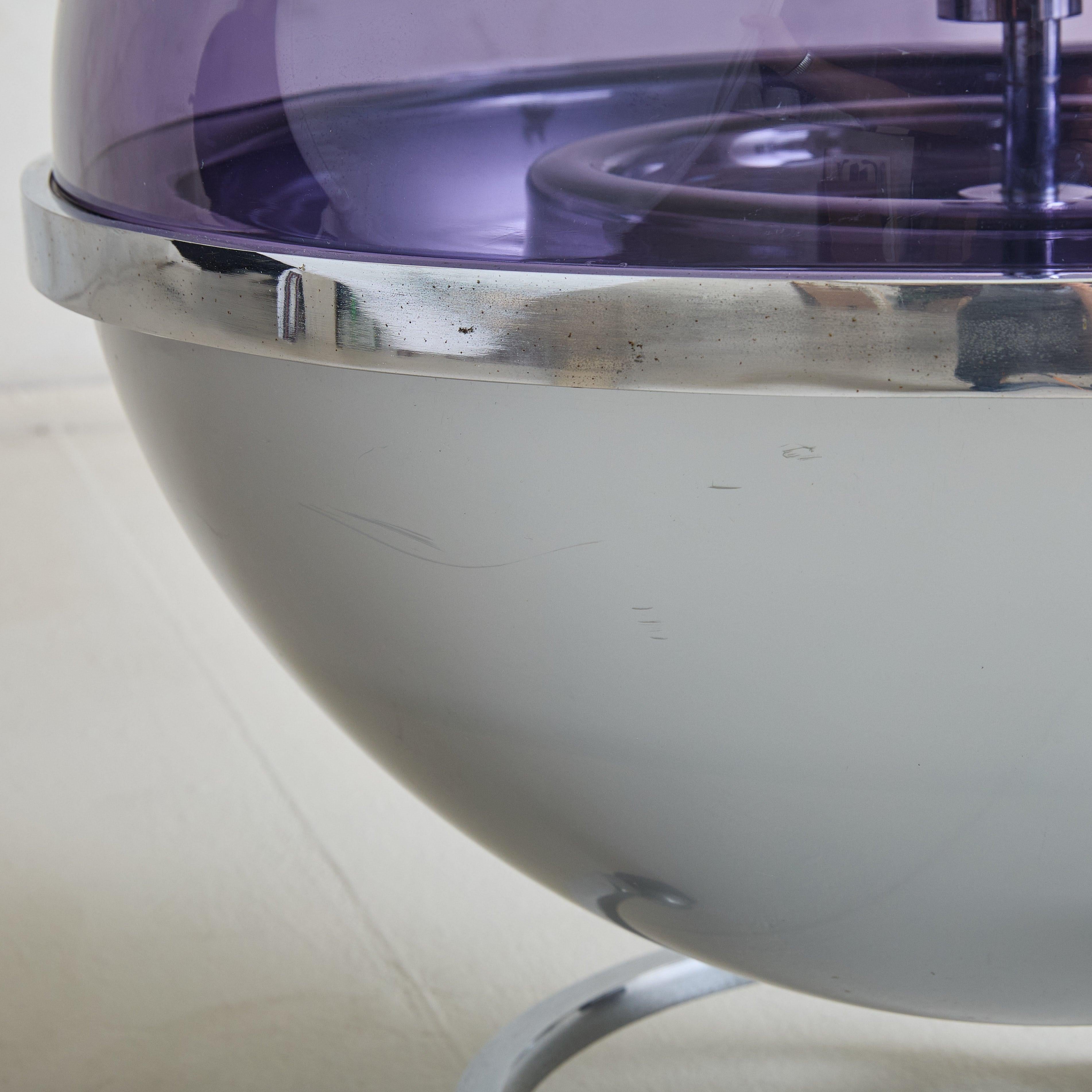 French Purple Plexiglass + Chrome Spherical Bar Cart by Pierre Cardin, 1970s 3