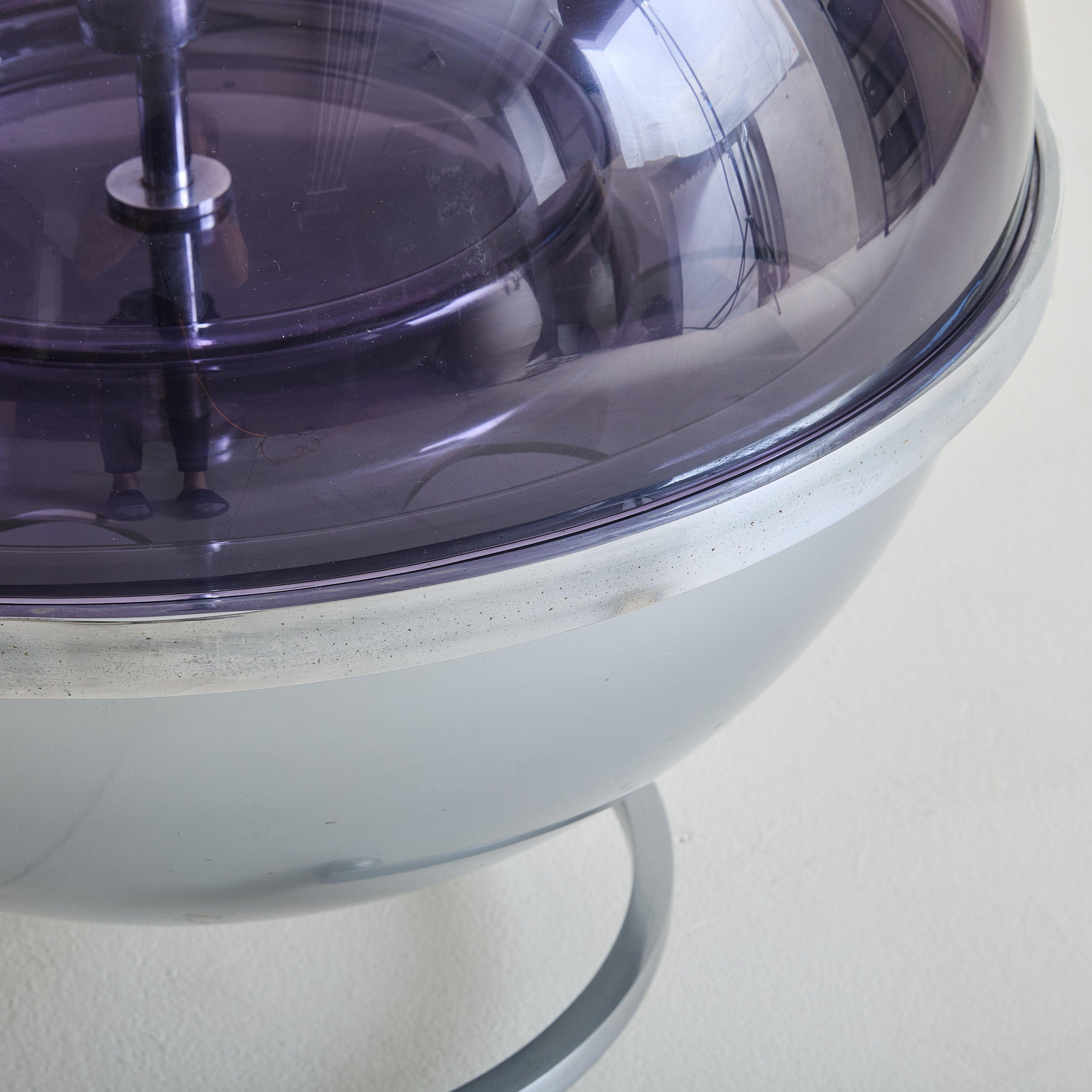 French Purple Plexiglass + Chrome Spherical Bar Cart by Pierre Cardin, 1970s 4