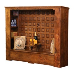 French Pyrenees Carved Oak and Pine "Zuzulu" Bench Trunk Table Display Cabinet