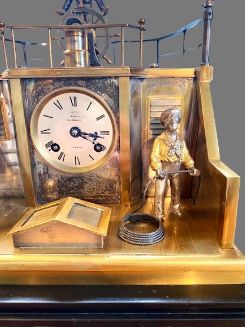 Antique French Quarterdeck Automaton Helmsman Clock by Andre Guilmet (Paris), Retailed by J. Sewill (London), circa 1881, an 