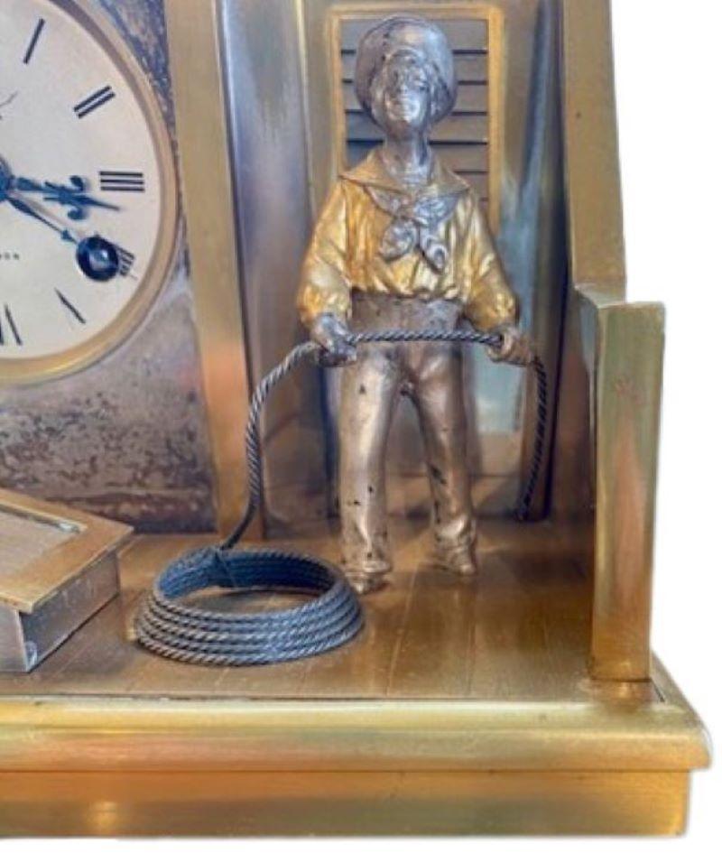 Victorian French Quarterdeck Automaton Helmsman Clock by Guilmet, Retailed by Sewill, 1881 For Sale