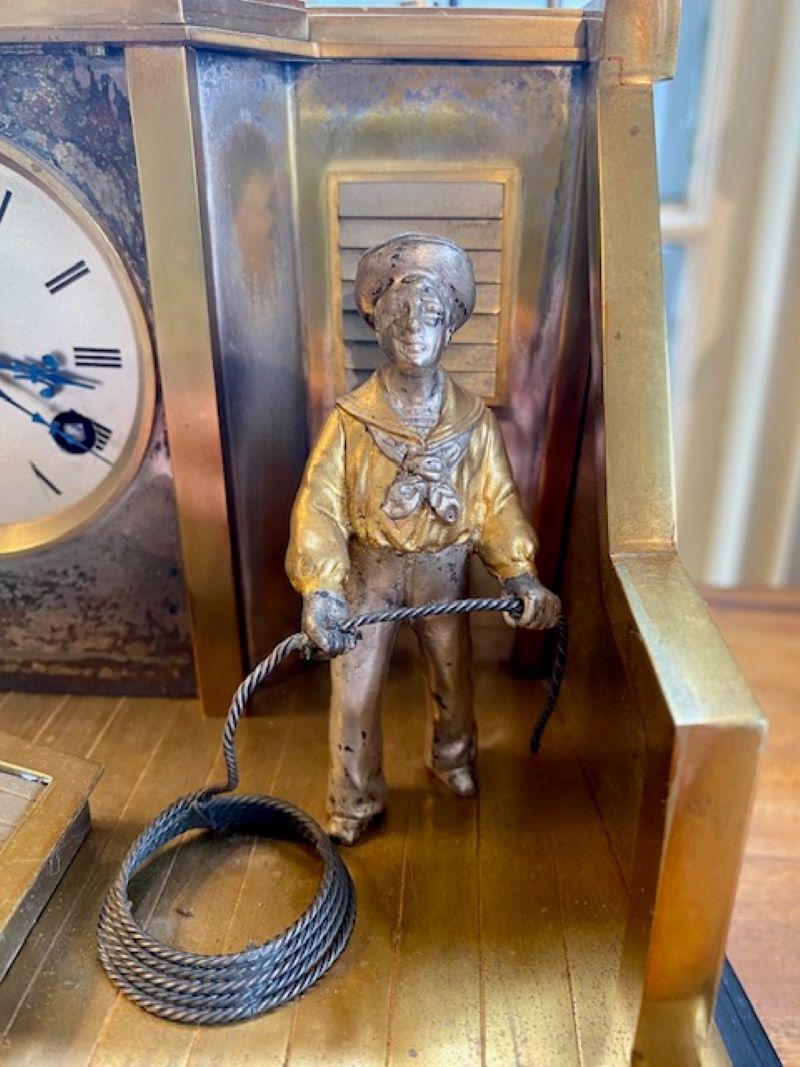 French Quarterdeck Automaton Helmsman Clock by Guilmet, Retailed by Sewill, 1881 In Good Condition For Sale In Nantucket, MA
