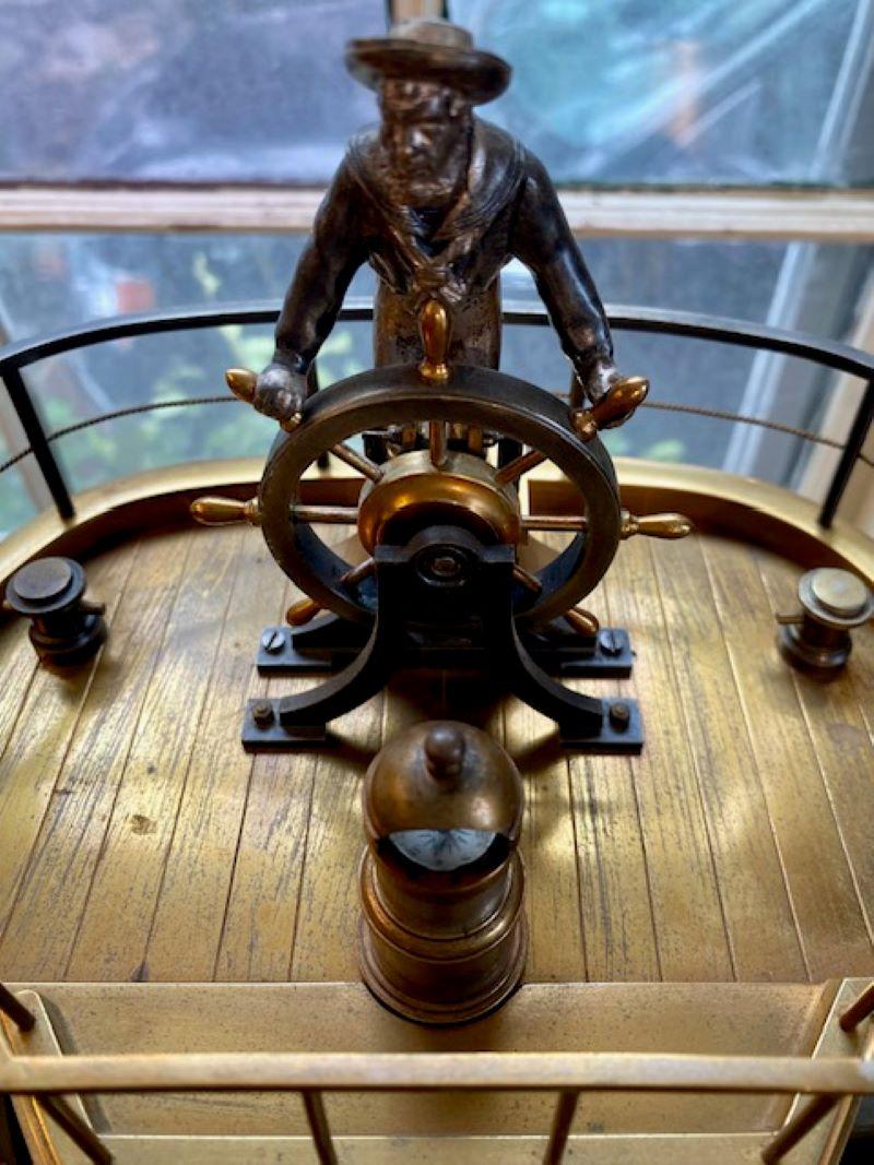 Late 19th Century French Quarterdeck Automaton Helmsman Clock by Guilmet, Retailed by Sewill, 1881 For Sale