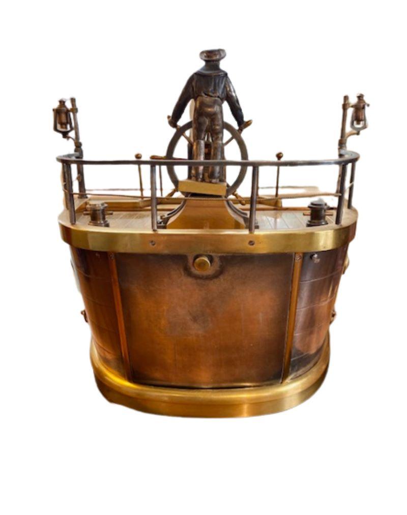 Bronze French Quarterdeck Automaton Helmsman Clock by Guilmet, Retailed by Sewill, 1881 For Sale