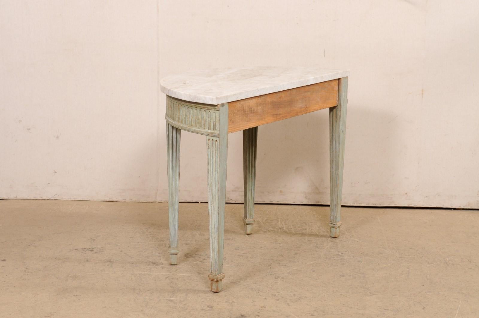 French Quartz-Top Demi-Lune Fluted Console 5