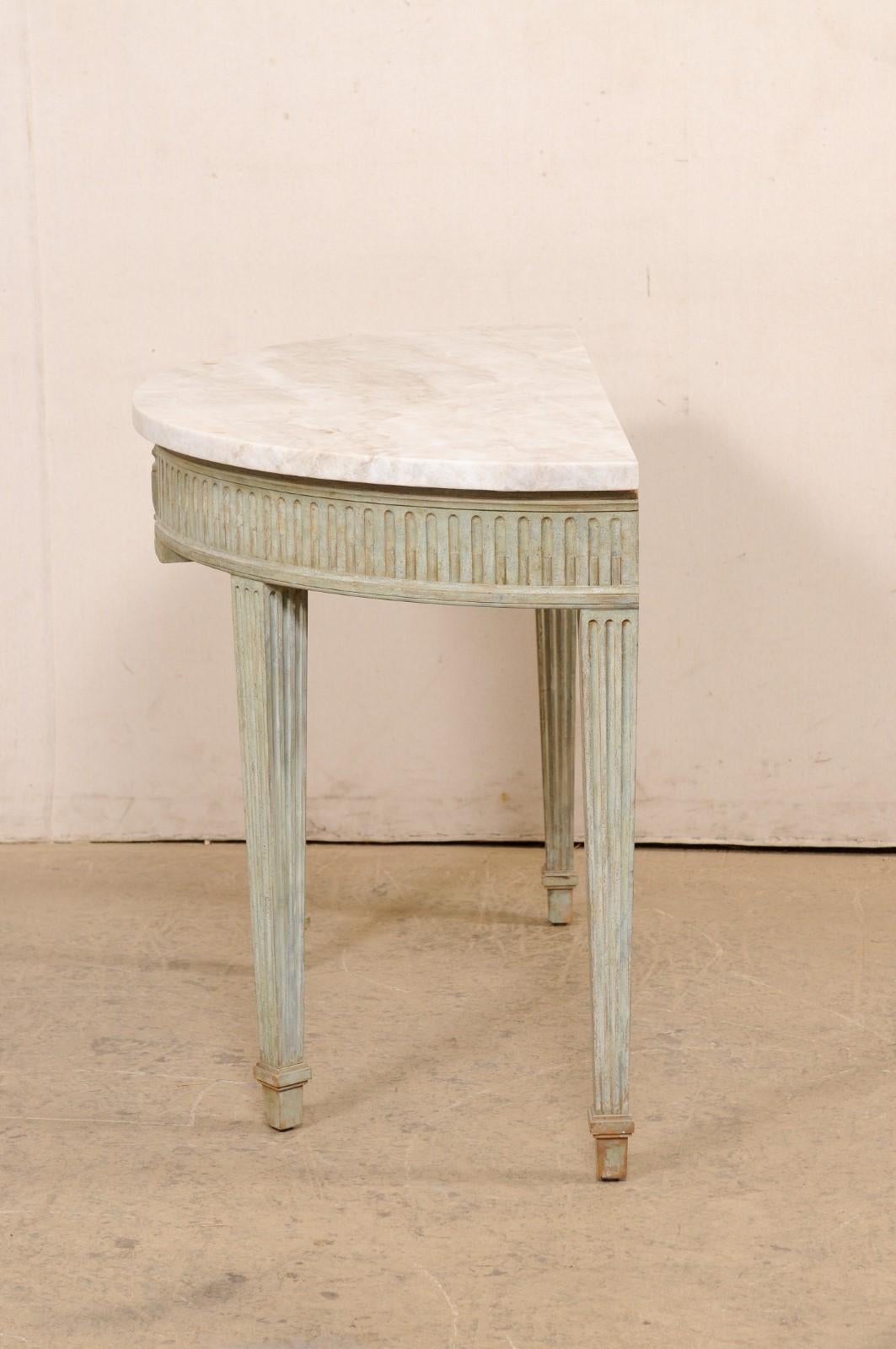 French Quartz-Top Demi-Lune Fluted Console 6