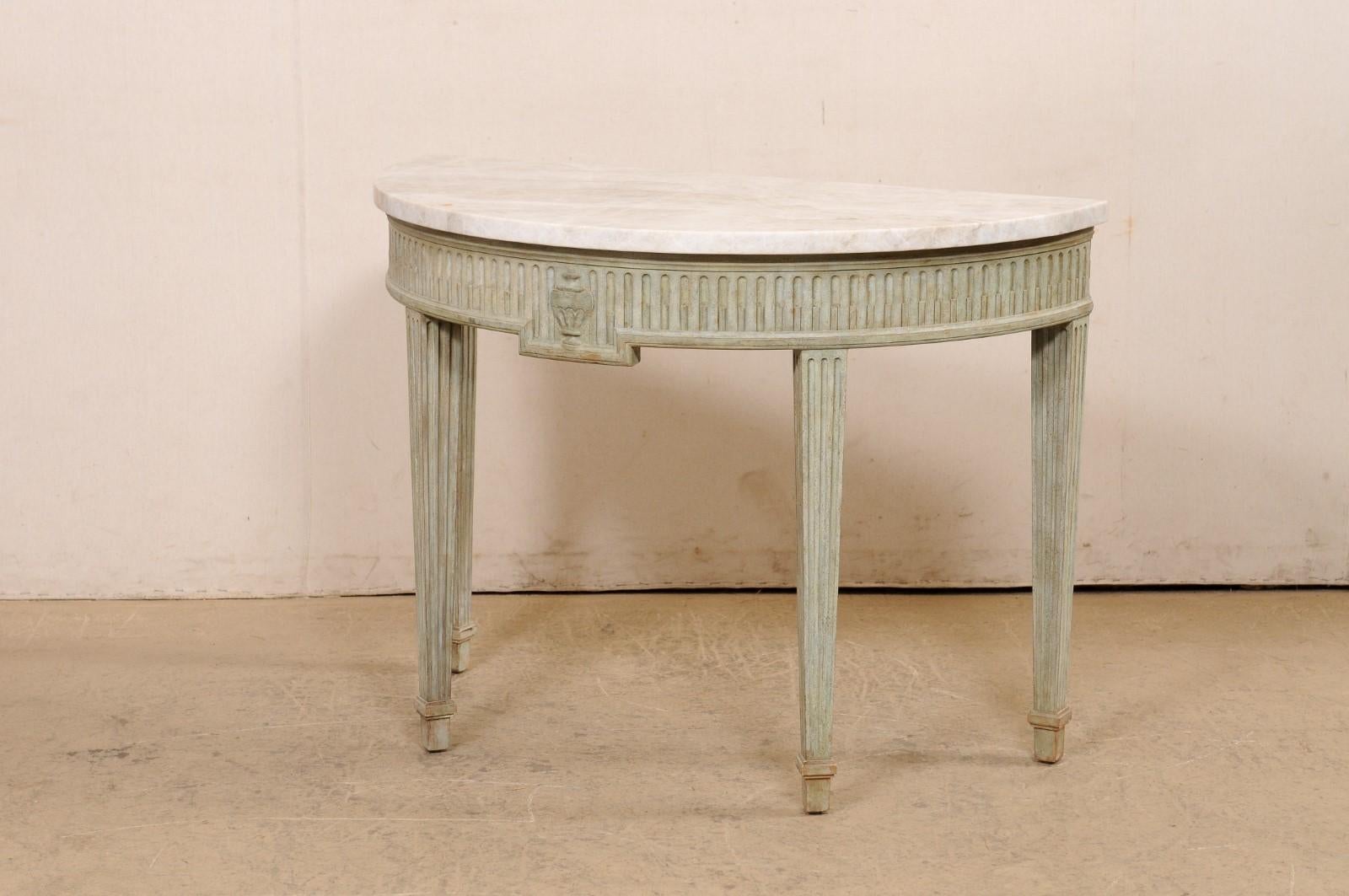 French Quartz-Top Demi-Lune Fluted Console 7