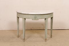 French Quartz-Top Demi-Lune Fluted Console