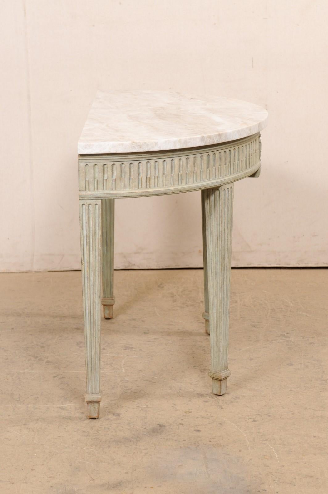 French Quartz-Top Demi-Lune Fluted Console 2