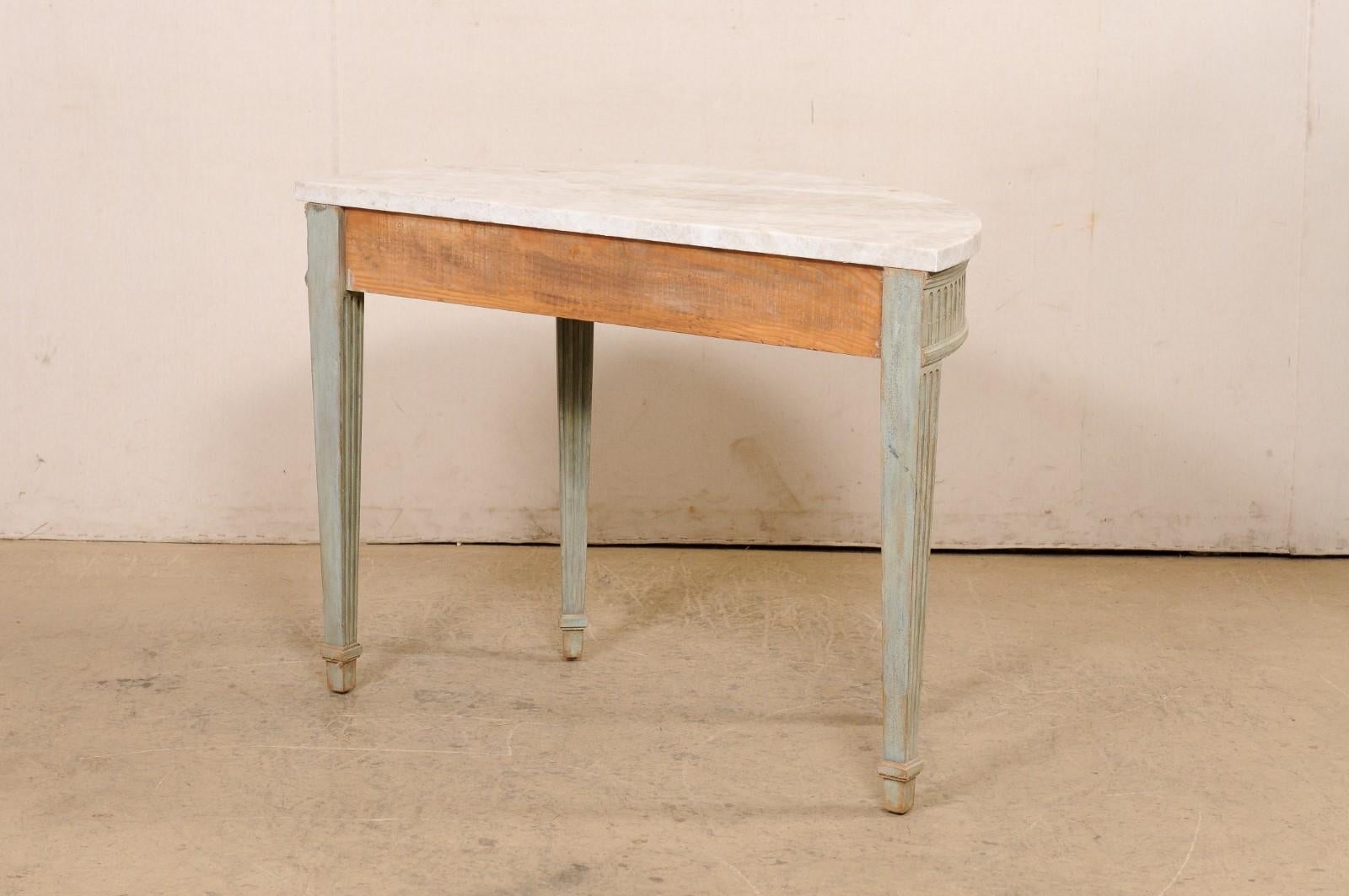 French Quartz-Top Demi-Lune Fluted Console 3