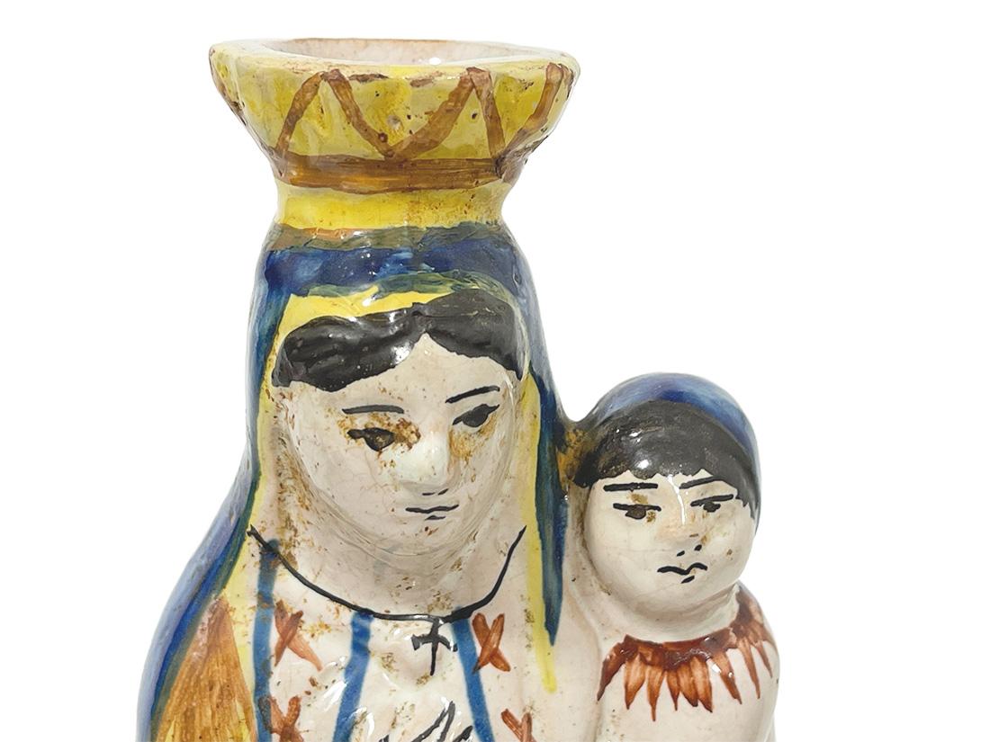 French Quimper Pottery, Madonna with Child, circa 1900 For Sale 1